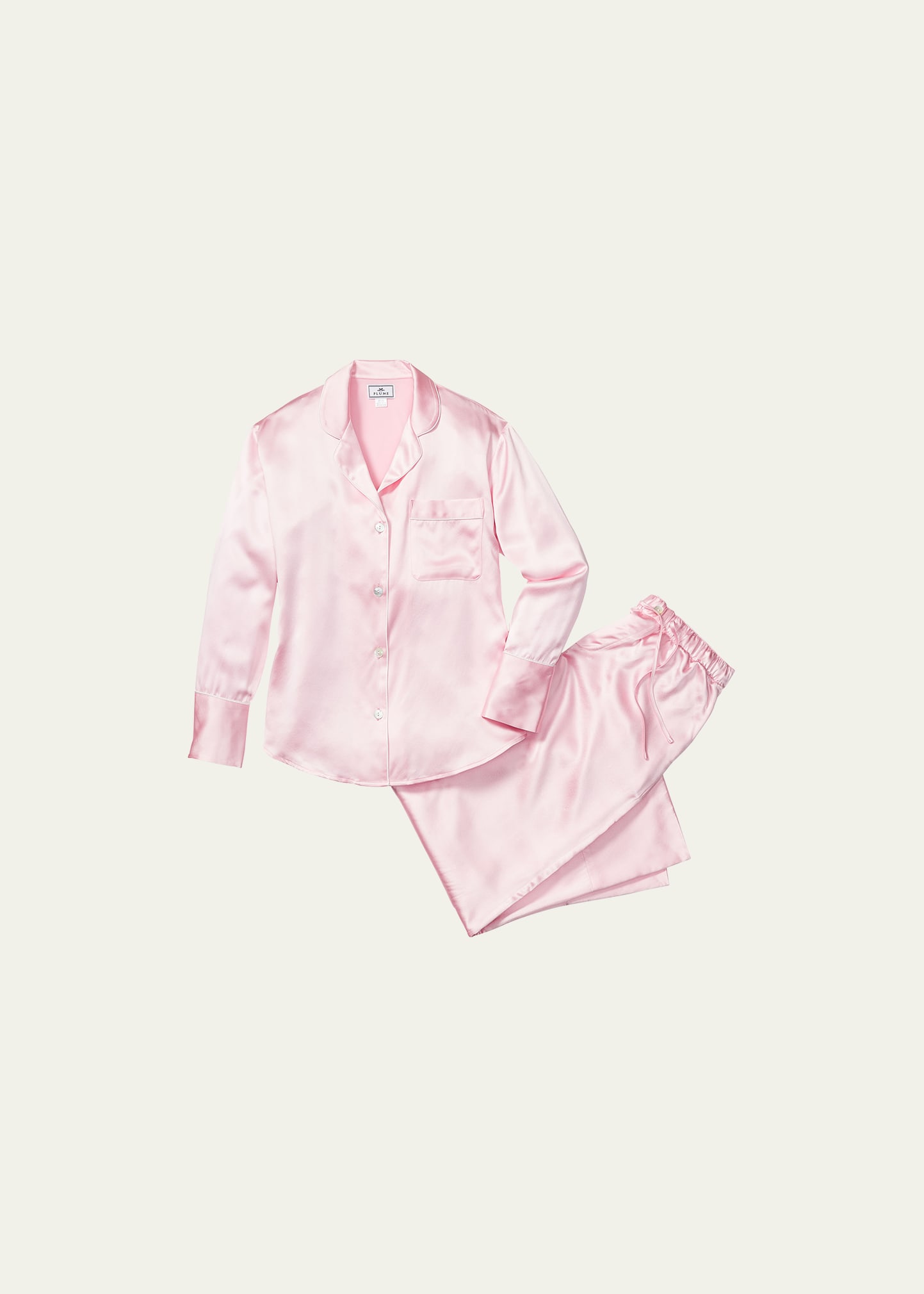 Petite Plume Straight-leg Mulberry Silk Pajama Set In Pink