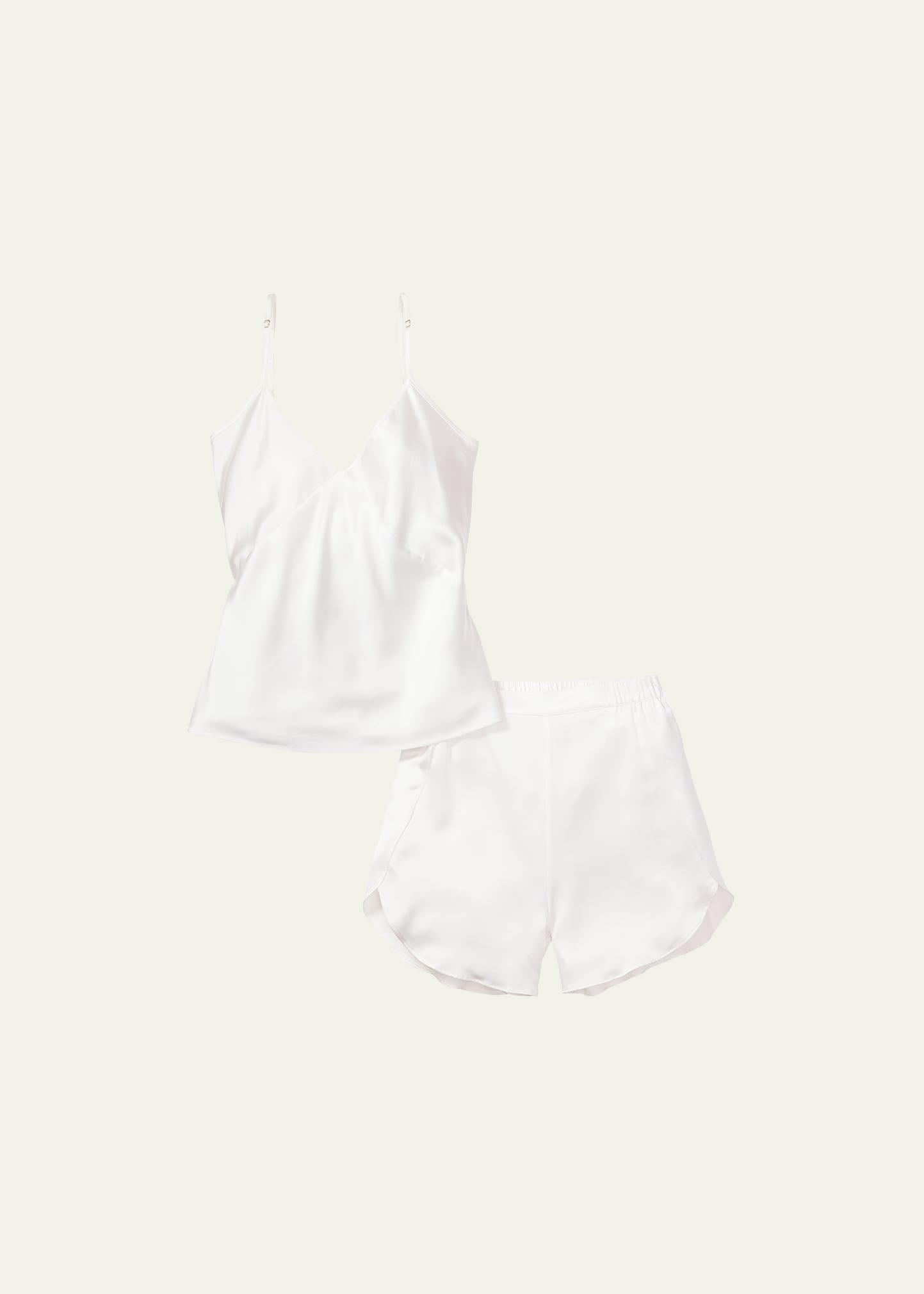 Petite Plume Short Mulberry Silk Pajama Set In White
