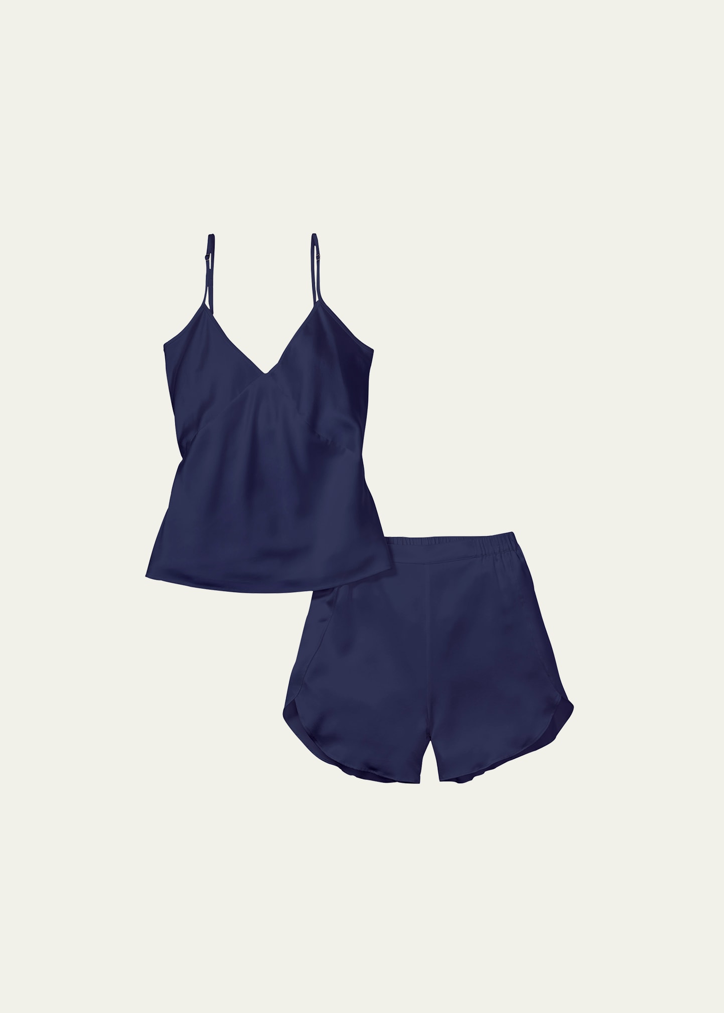 Petite Plume Short Mulberry Silk Pajama Set In Navy