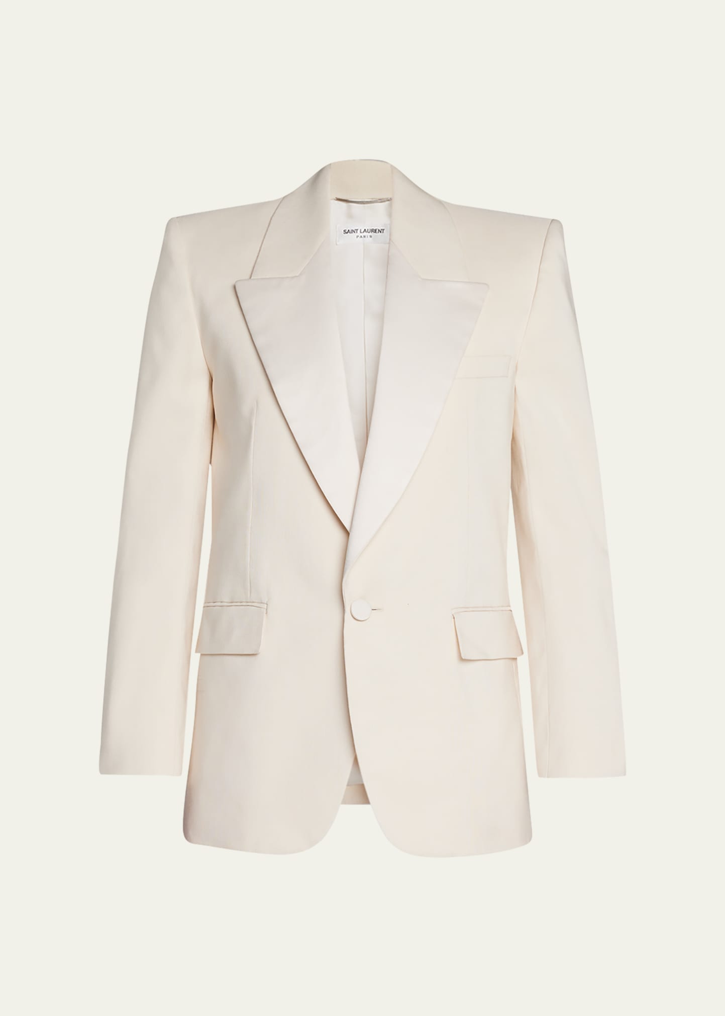 Shop Saint Laurent Men's Pique Silk Tuxedo Jacket In Bianco