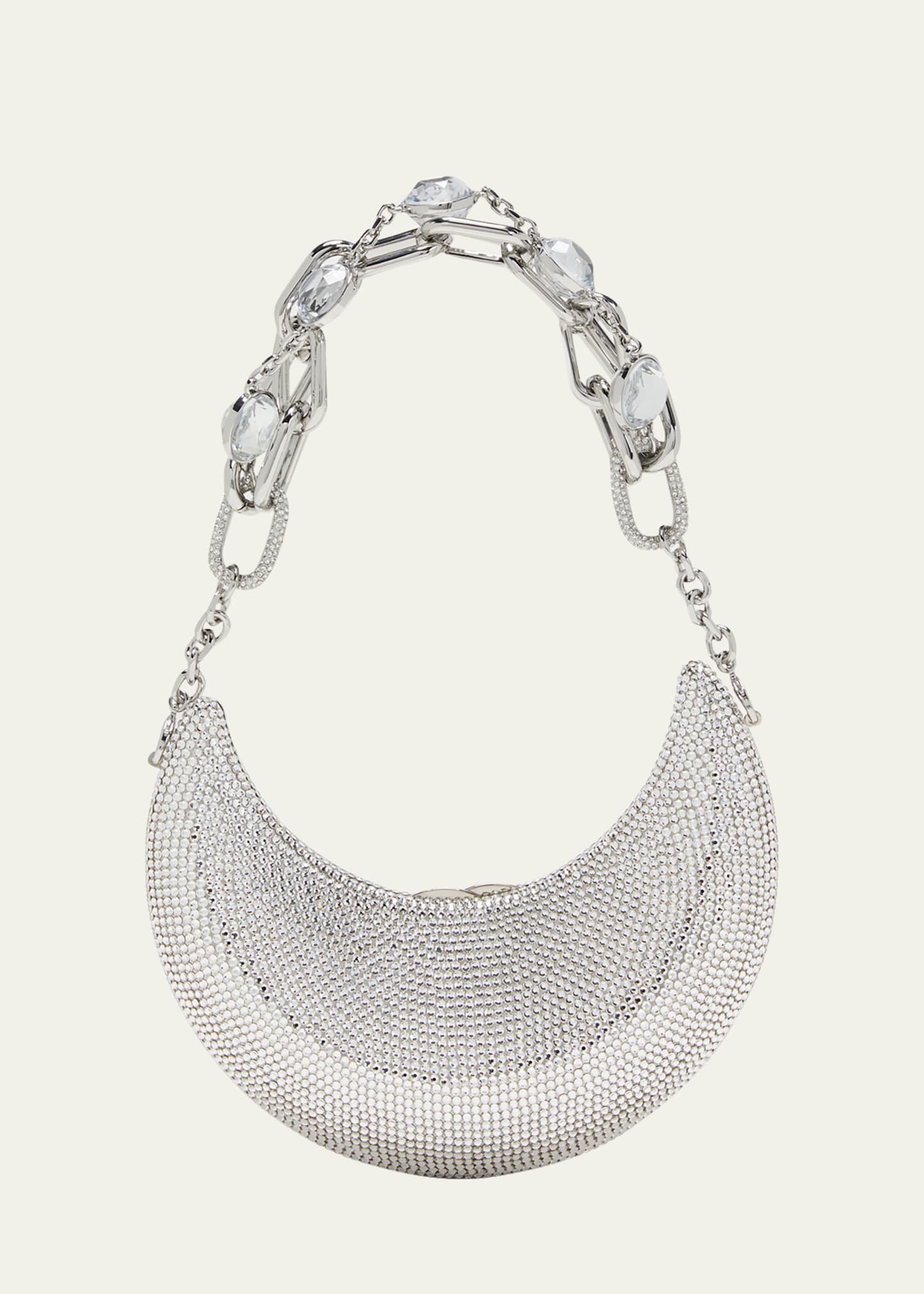 Crescent Crystal Top-Handle Bag