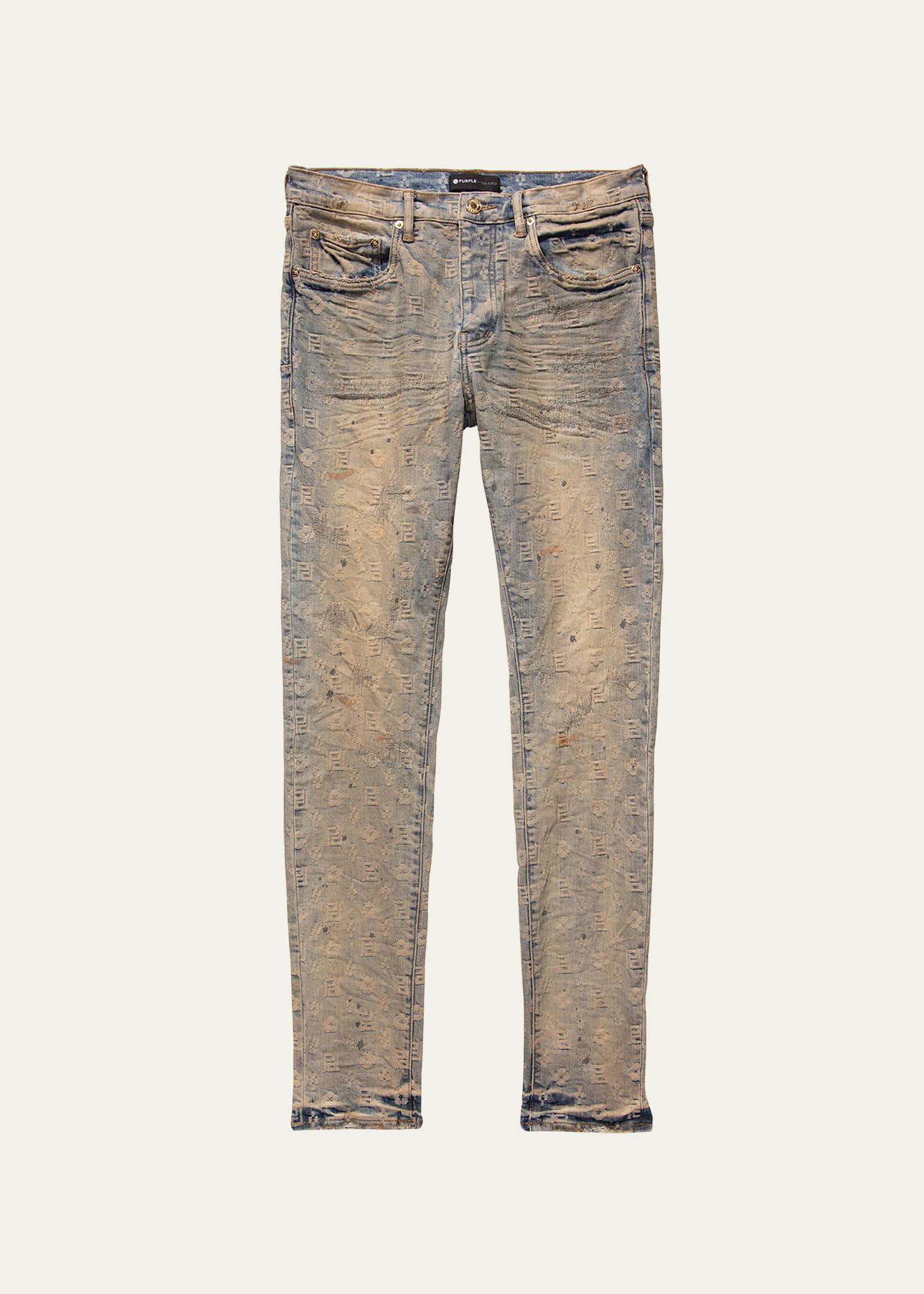 Men's Allover-Monogram Slim Jeans