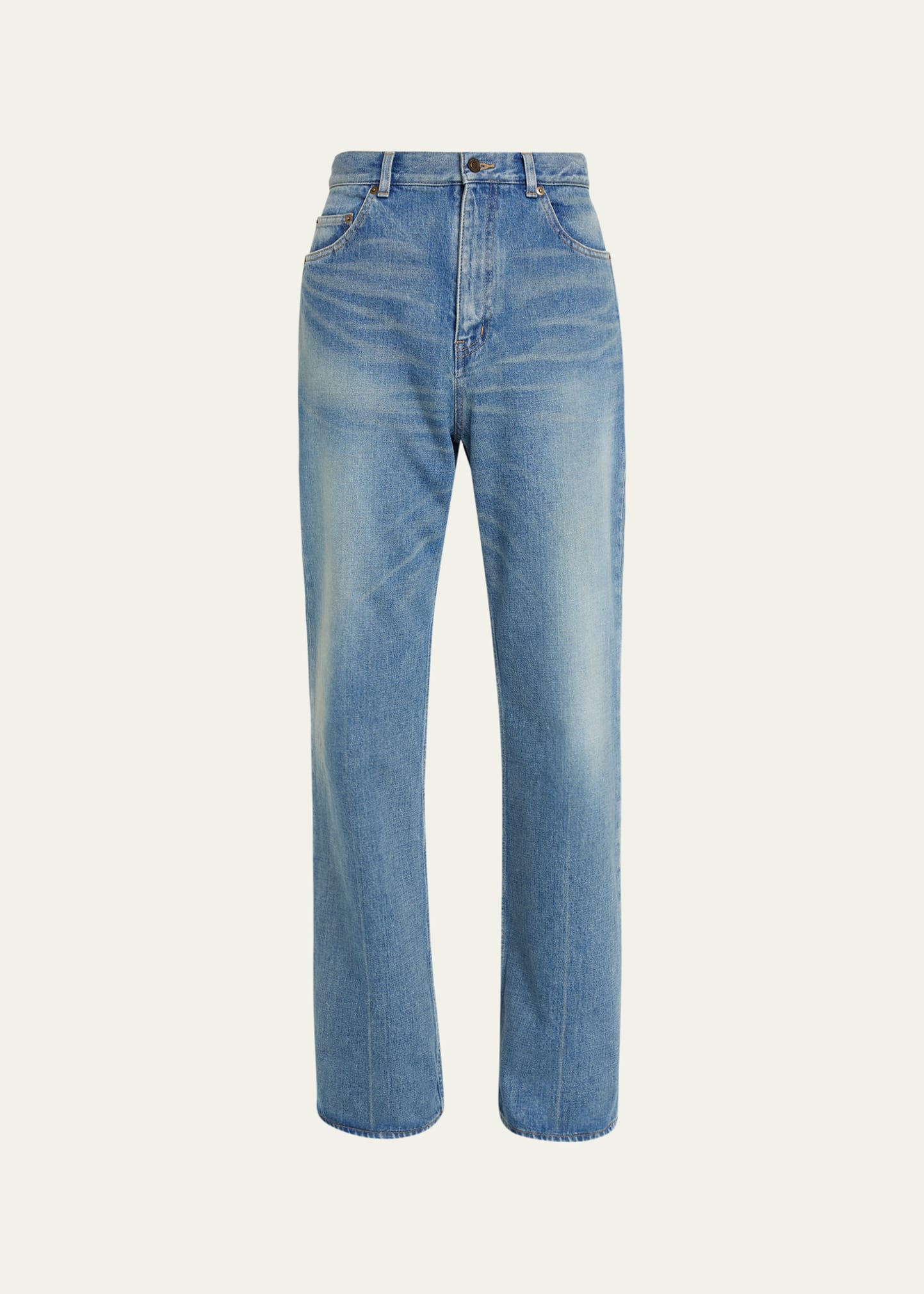 Shop Saint Laurent Men's 70s Flare Denim Jeans In Medium Blu
