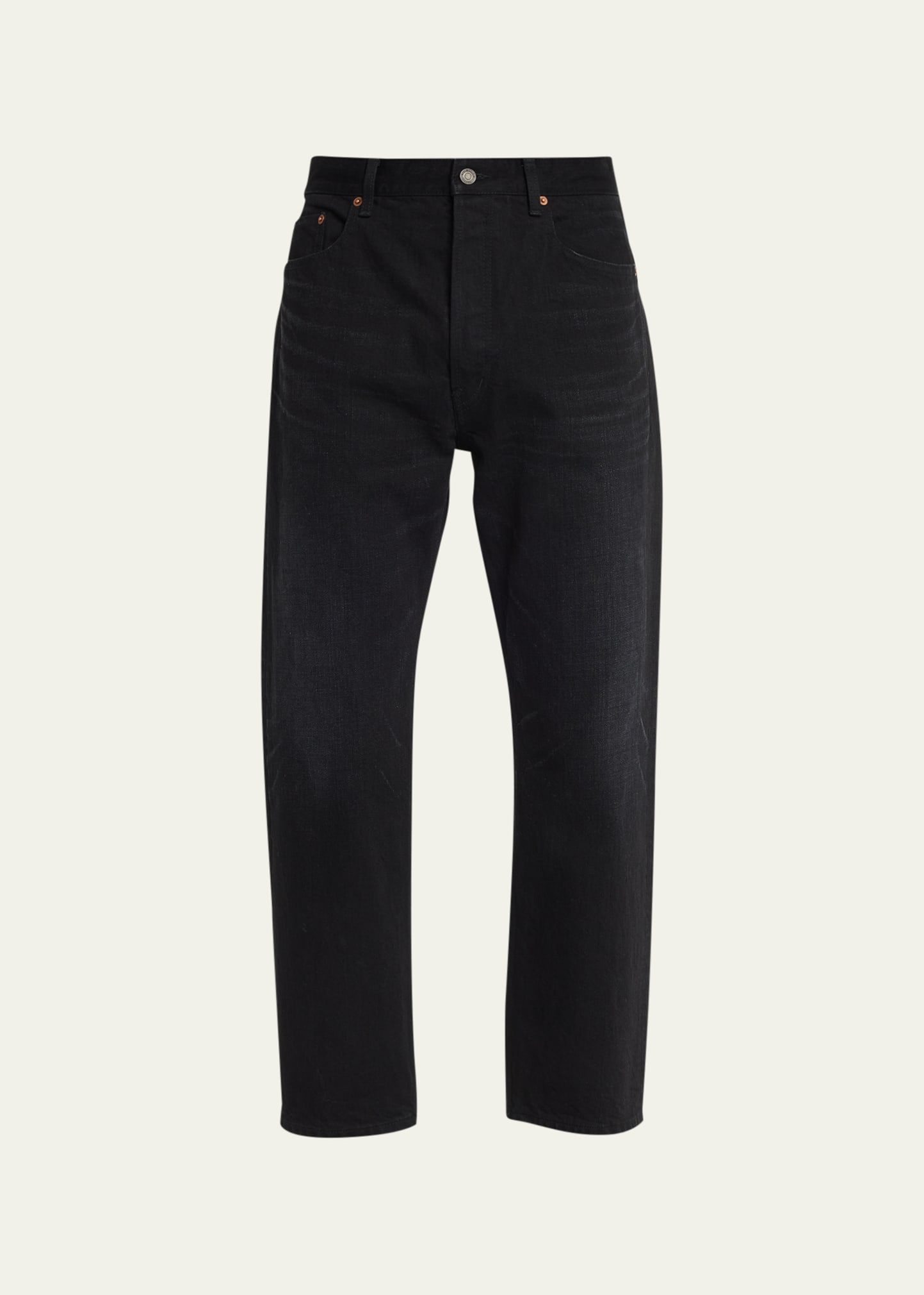 Shop Saint Laurent Men's Mick Solid Denim Jeans In Black-blac