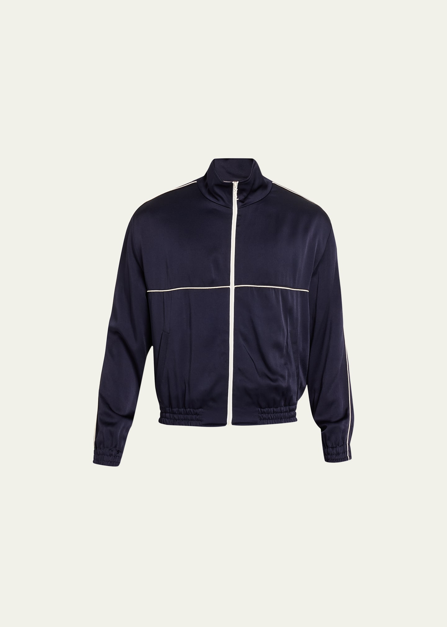 Saint Laurent Men's Retro Track Teddy Jacket In Marine