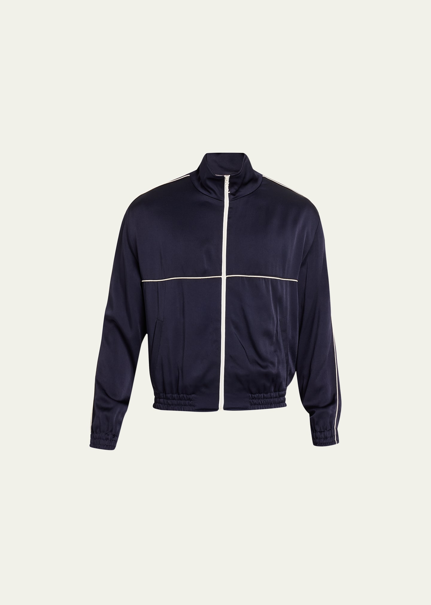 Shop Saint Laurent Men's Retro Track Teddy Jacket In Marine