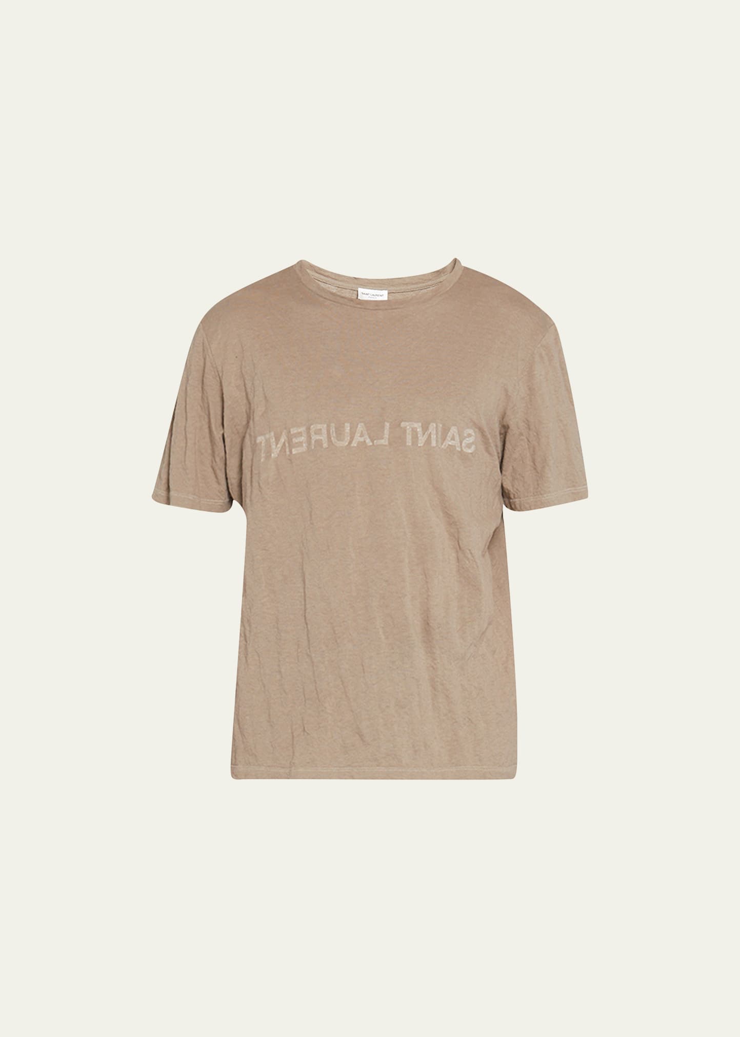 Saint Laurent T-shirt Mit Logo-print In Taupe