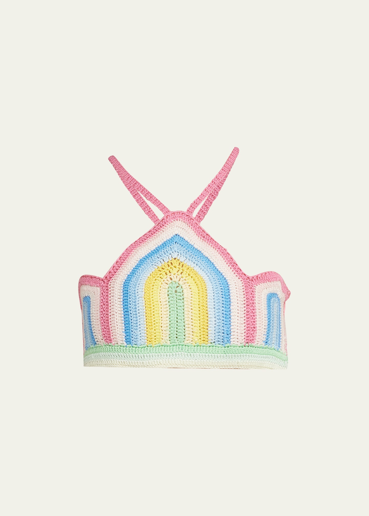 Casablanca Gradient Crochet Arch Knit Halter Top In Pastel Multi