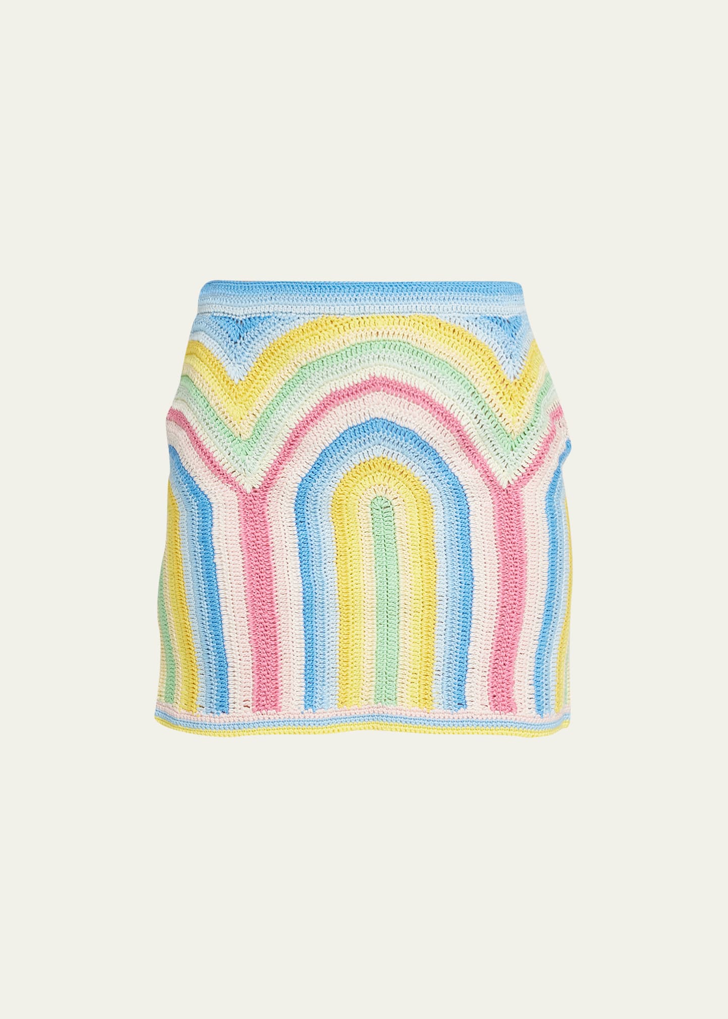 Casablanca Gradient Crochet Arch Knit Mini Skirt In Pastel Multi