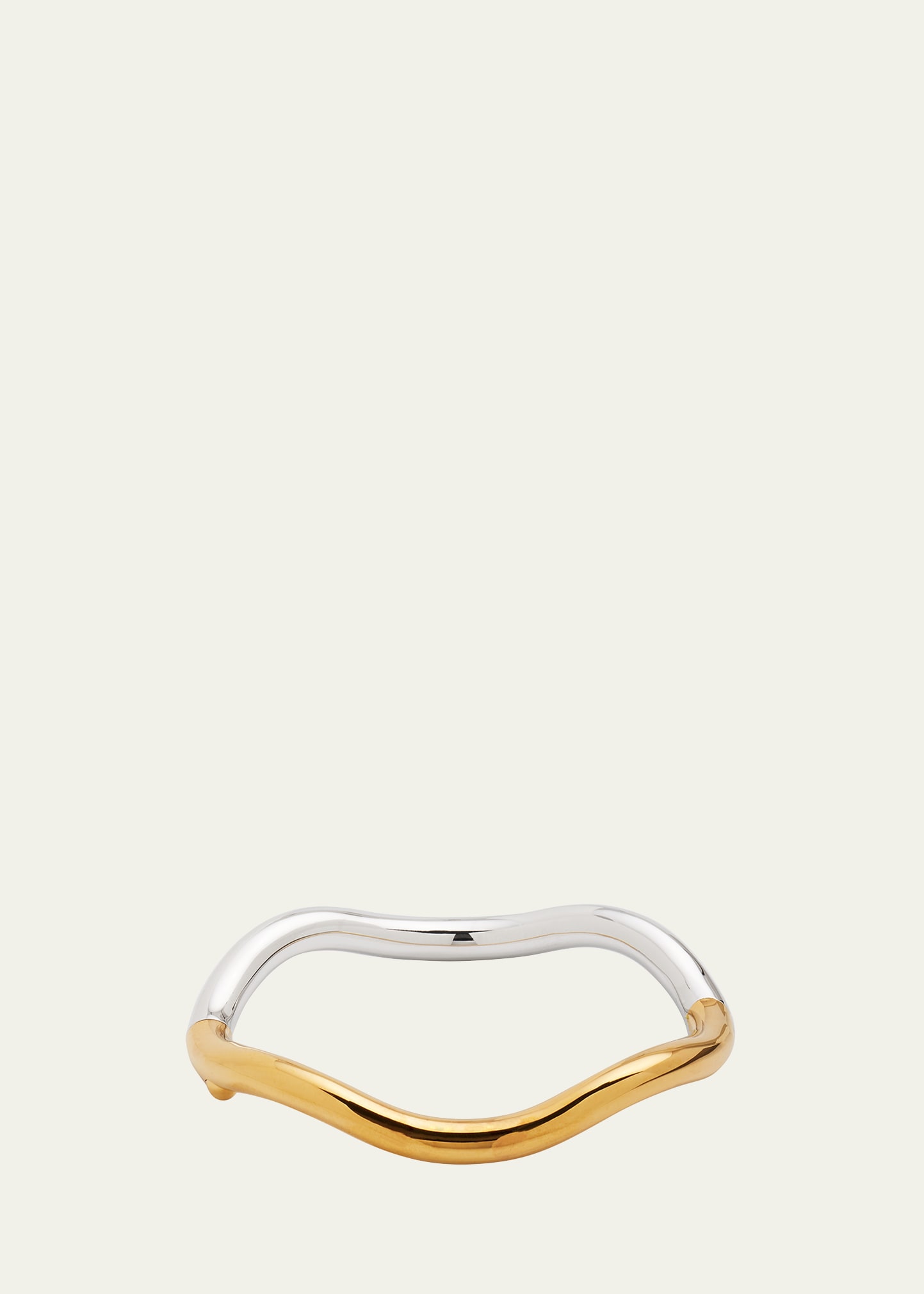 Shop Charlotte Chesnais 18k Gold Plated And Sterling Silver Wave Bracelet In Vermeil Argenet