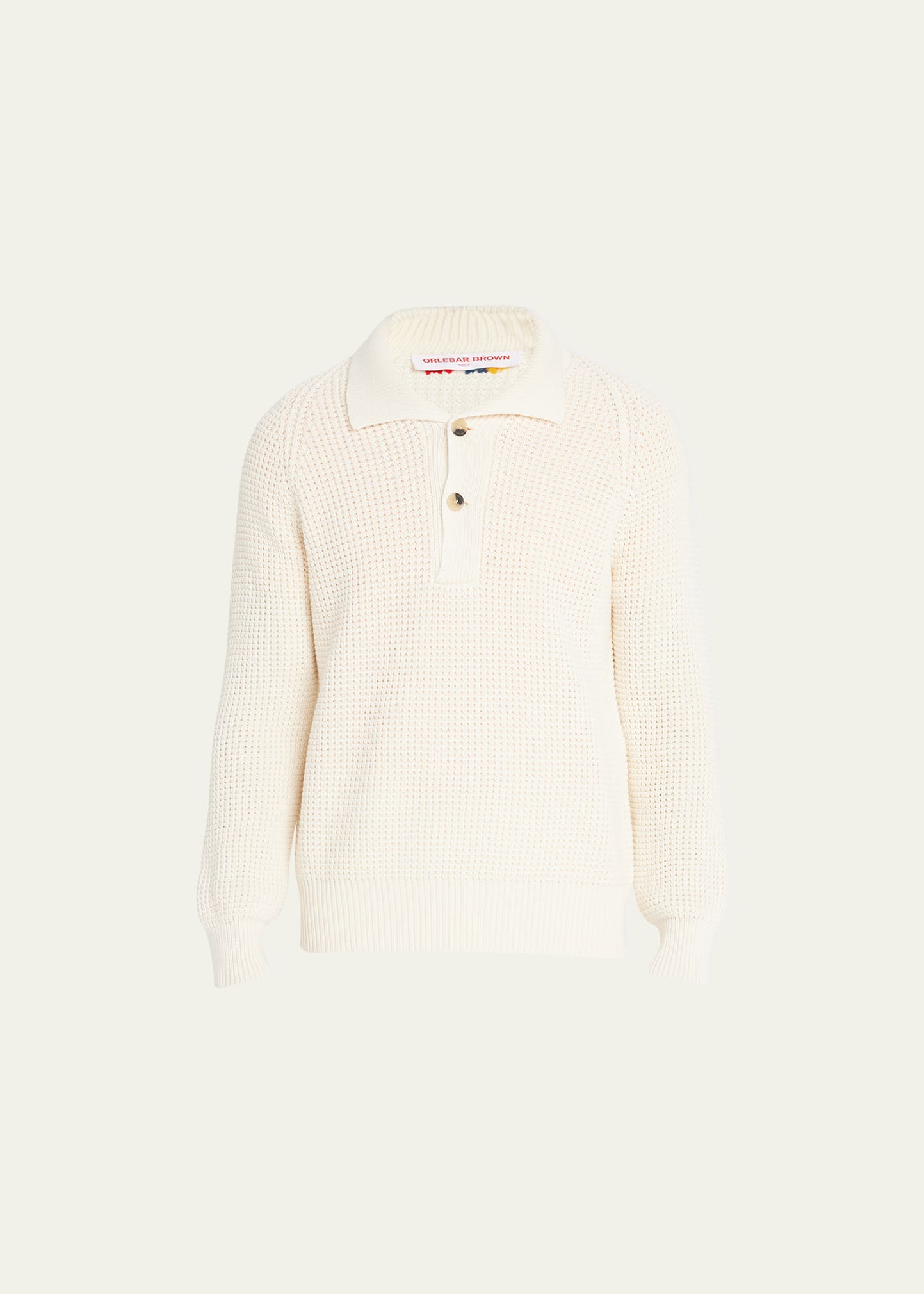 Men's Waffle-Knit Wool Sweater with Sailor Collar