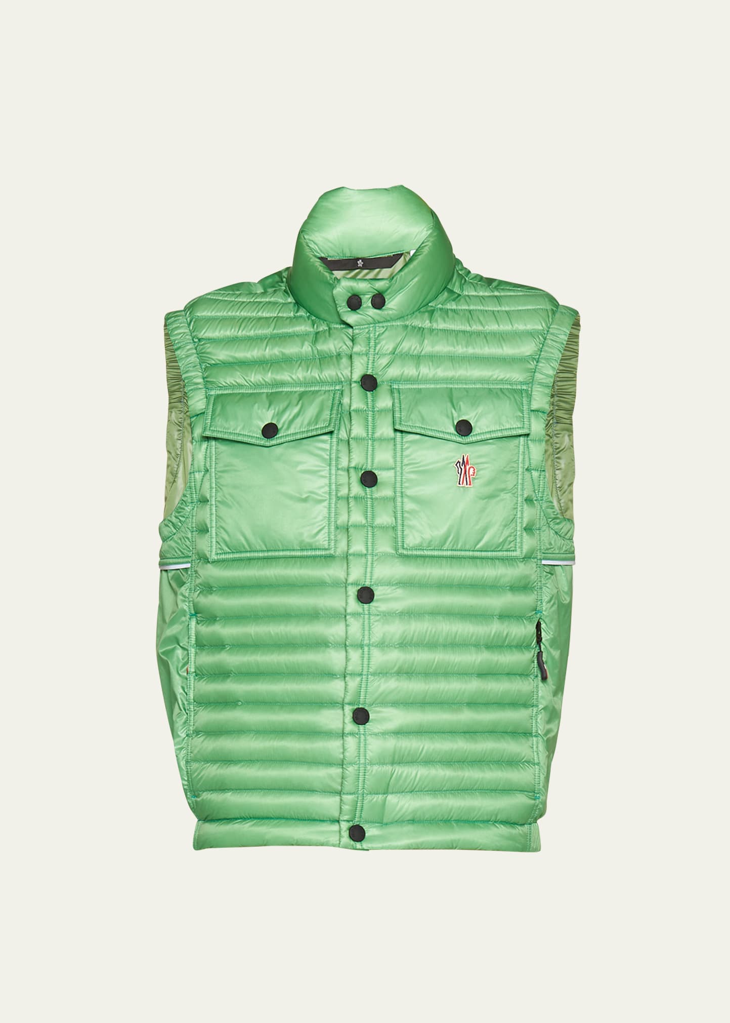 Moncler Ollon Recycled Micro Ripstop Down Vest In Green Spring
