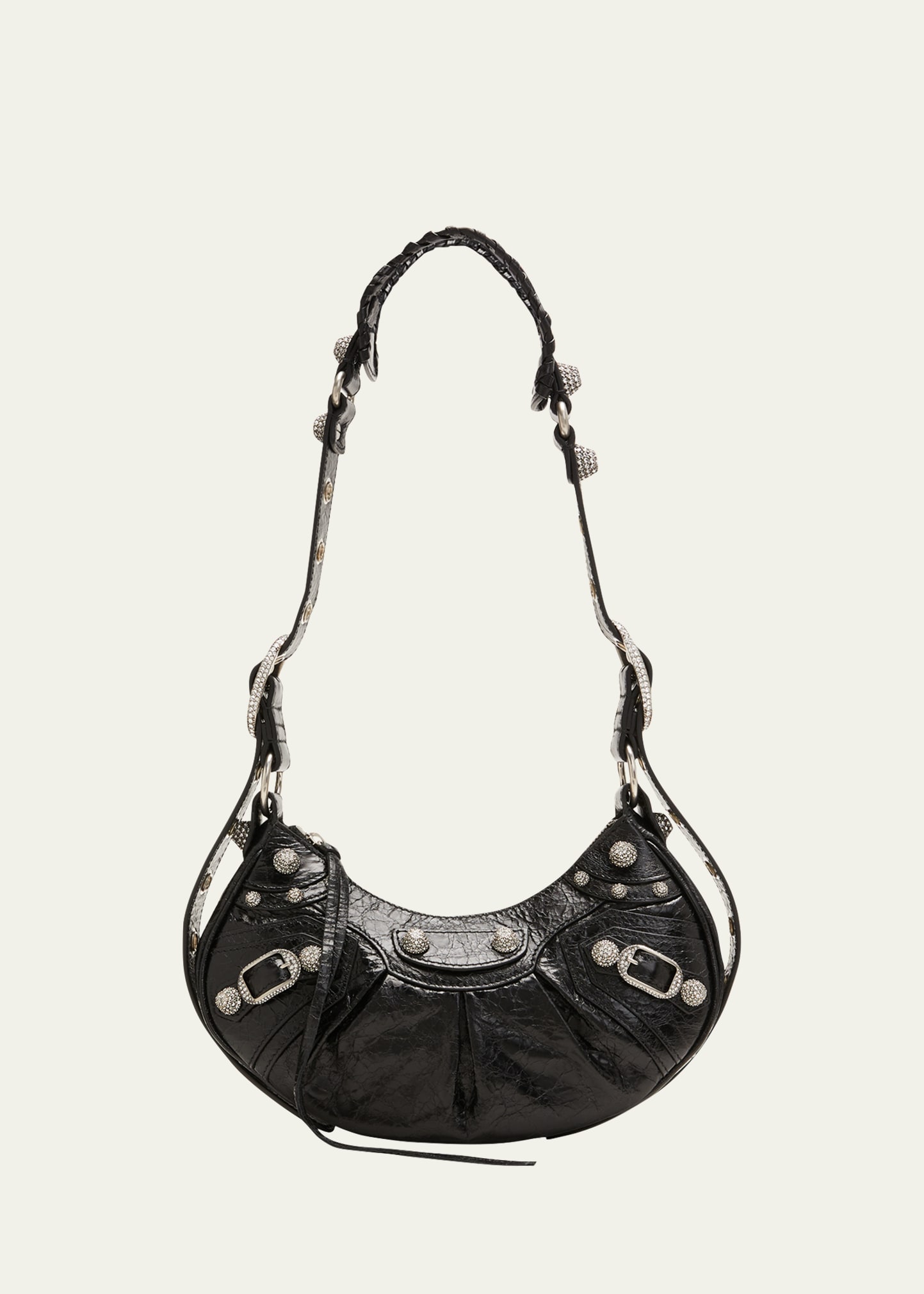 Shop Balenciaga Le Cagole Xs Lambskin Leather Shoulder Bag In 1000 Black