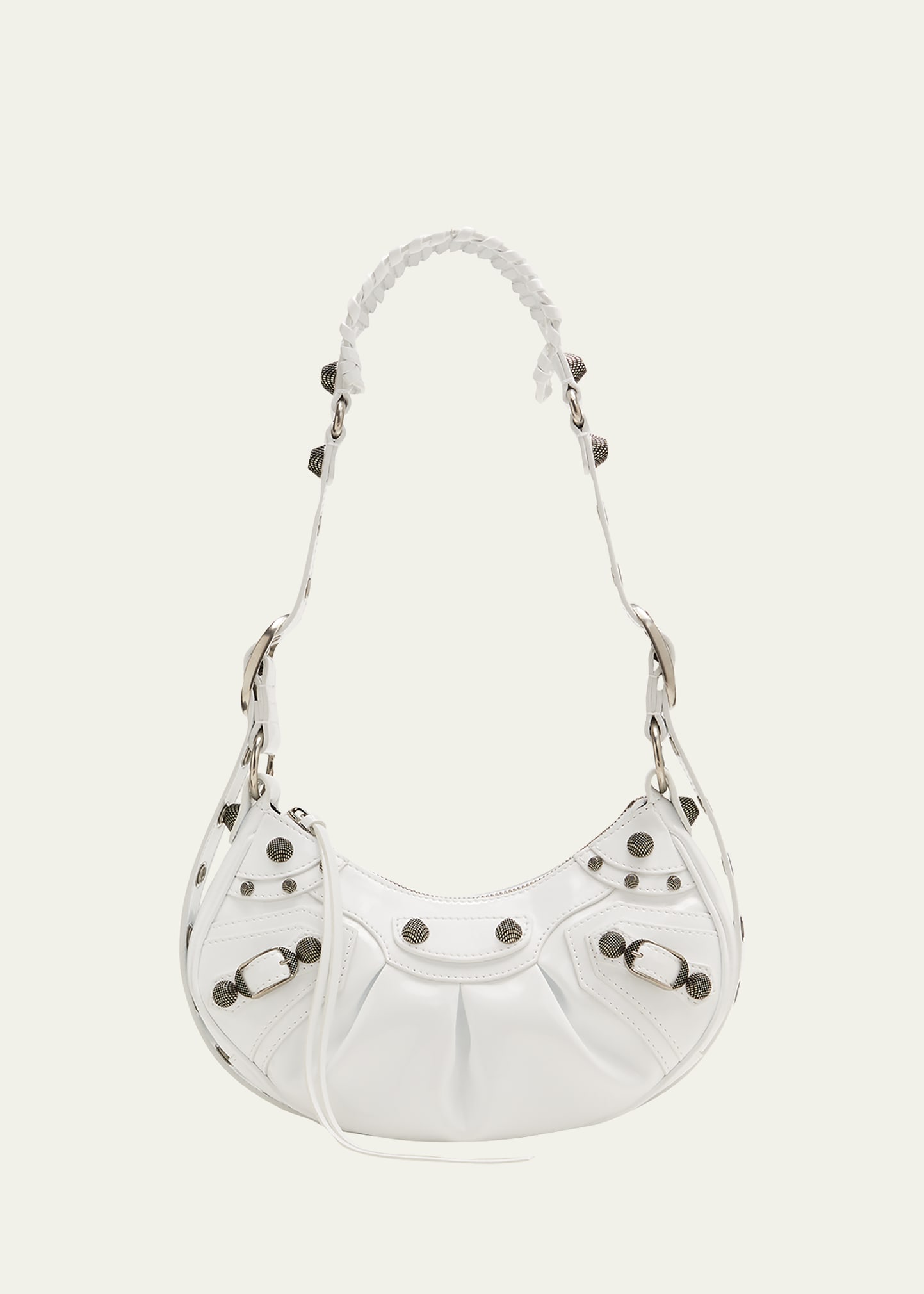 Shop Balenciaga Le Cagole Xs Lambskin Leather Shoulder Bag In 9104 Optic White
