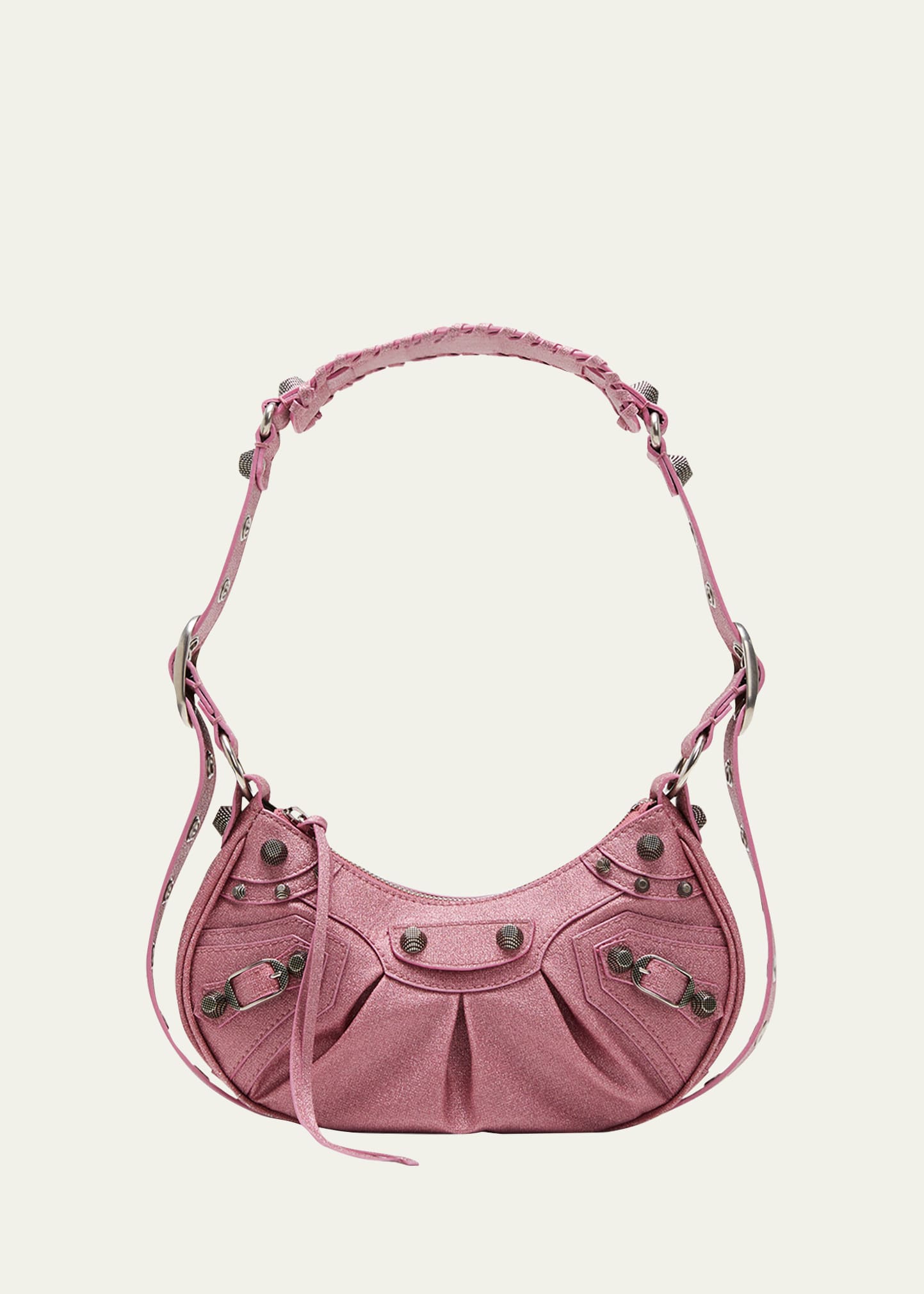 Balenciaga Sweet Pink Metallic Coated Canvas Hourglass Xs Top Handle Bag