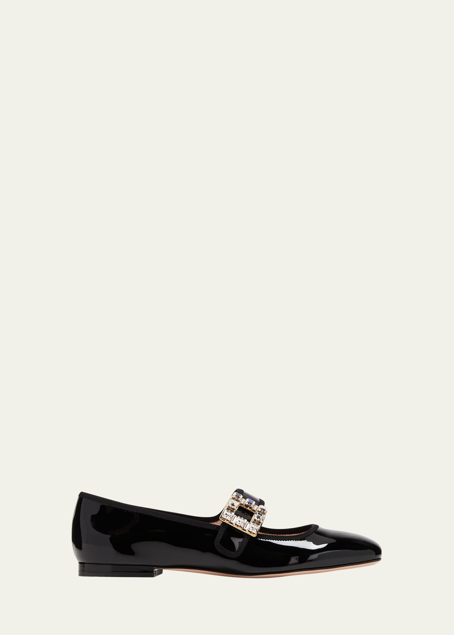 Roger Vivier Très Vivier Strass Babies Crystal-embellished Patent-leather Ballet Flats In Nero