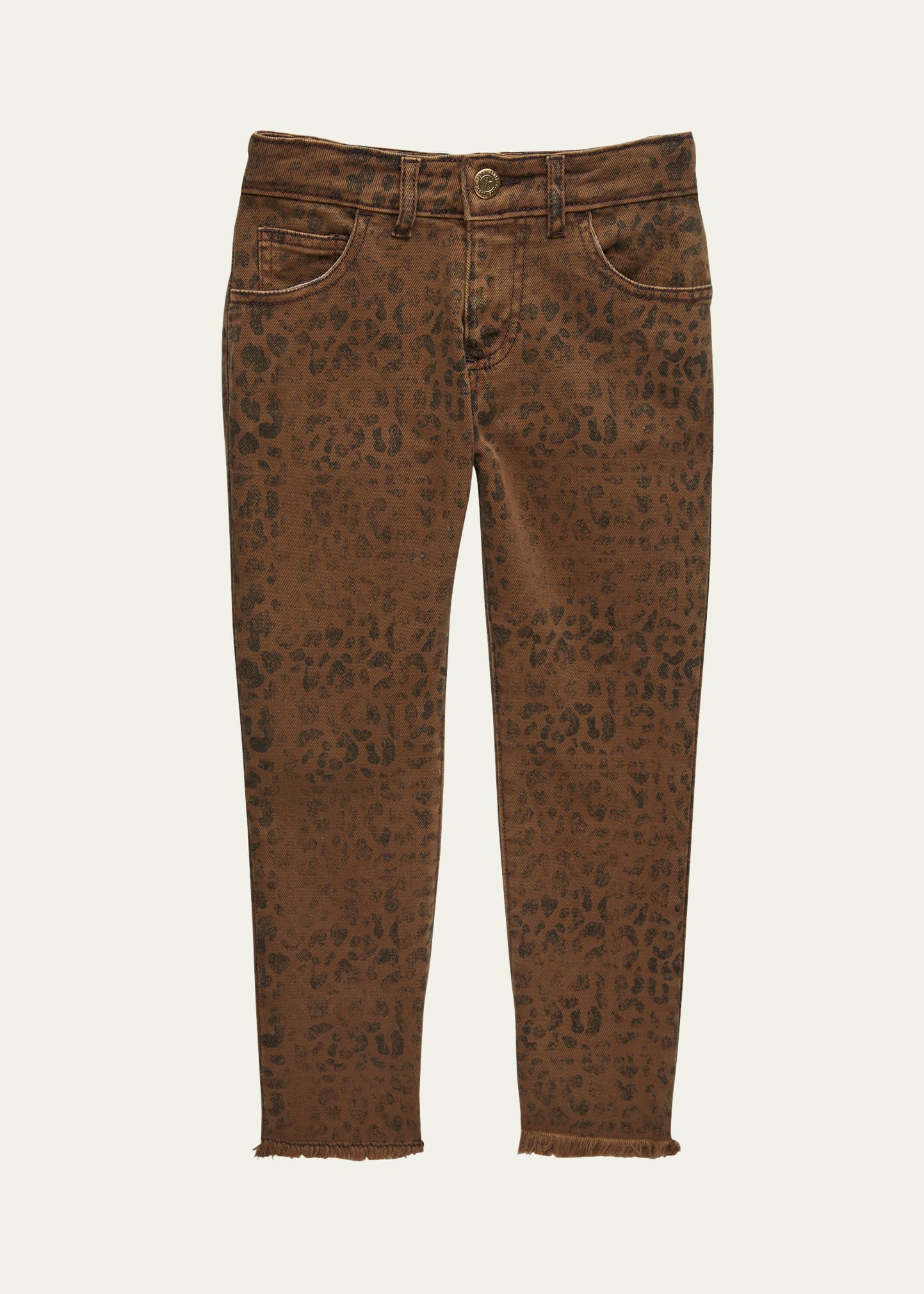 Shop Golden Goose Girl's Faded Leopard-print Jeans