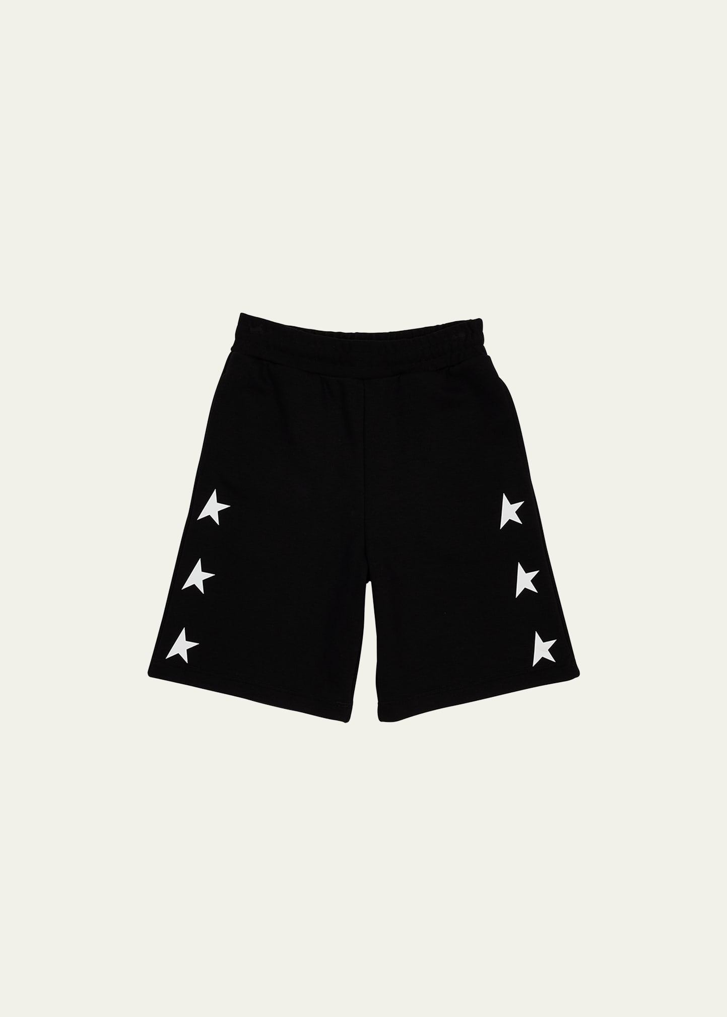 Shop Golden Goose Boy's Star-printed Wide Leg Shorts In Blackwhite