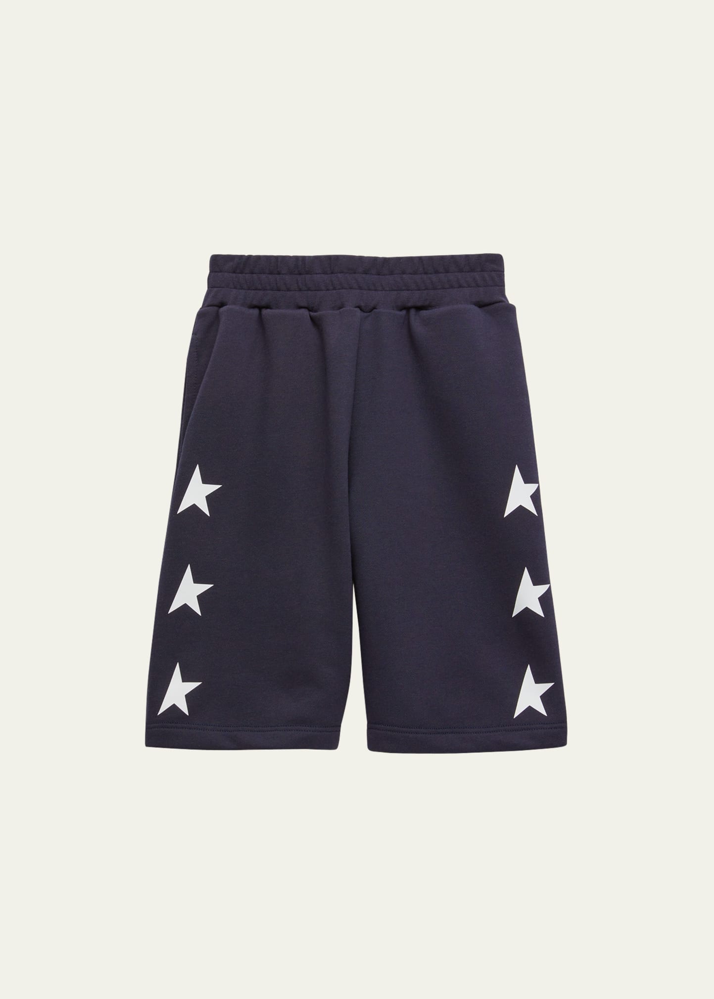 Shop Golden Goose Boy's Star-printed Wide Leg Shorts In Dark Blue White