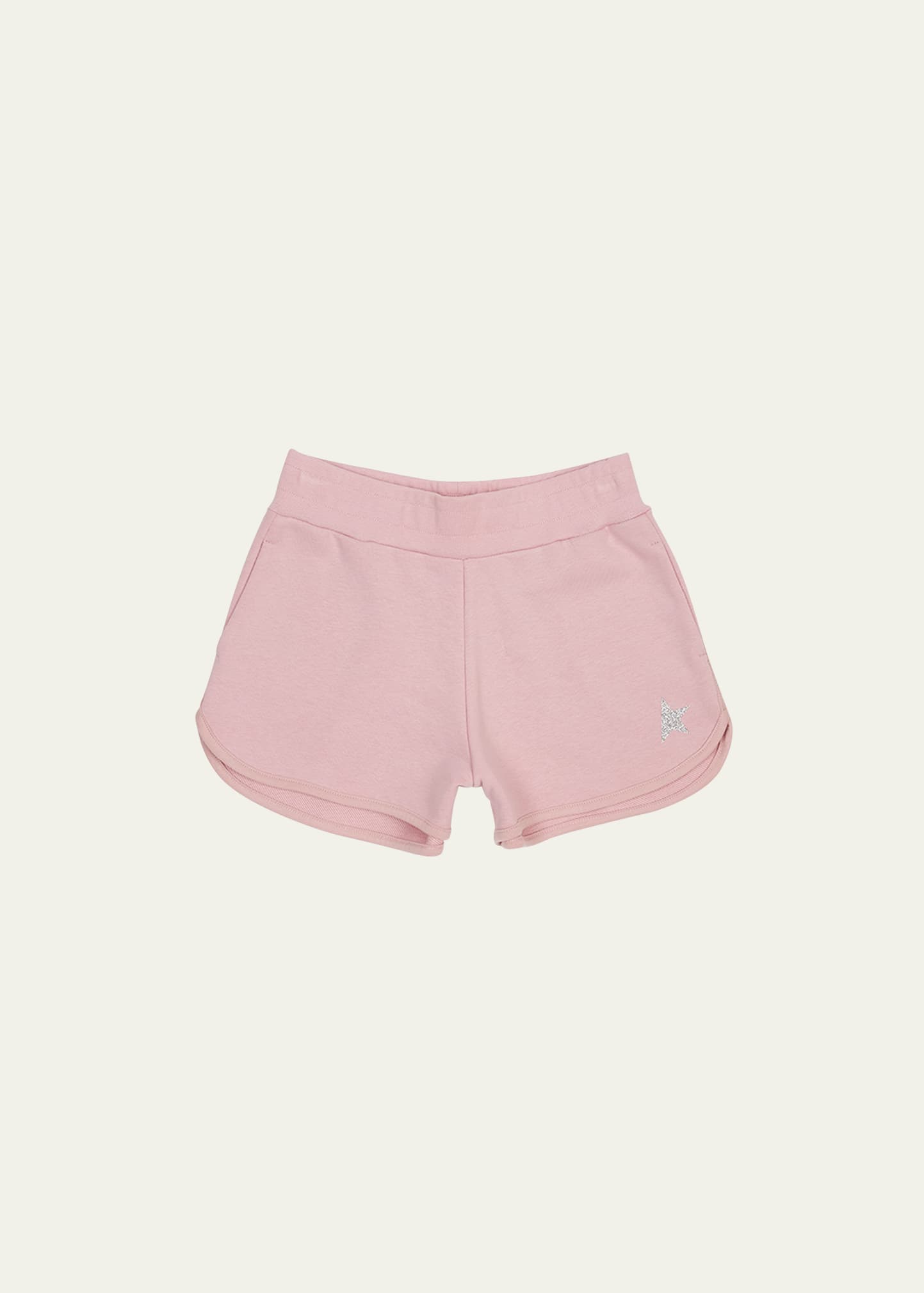 Golden Goose Kids' Girl's Glitter Star Fleece Shorts In Pink/white
