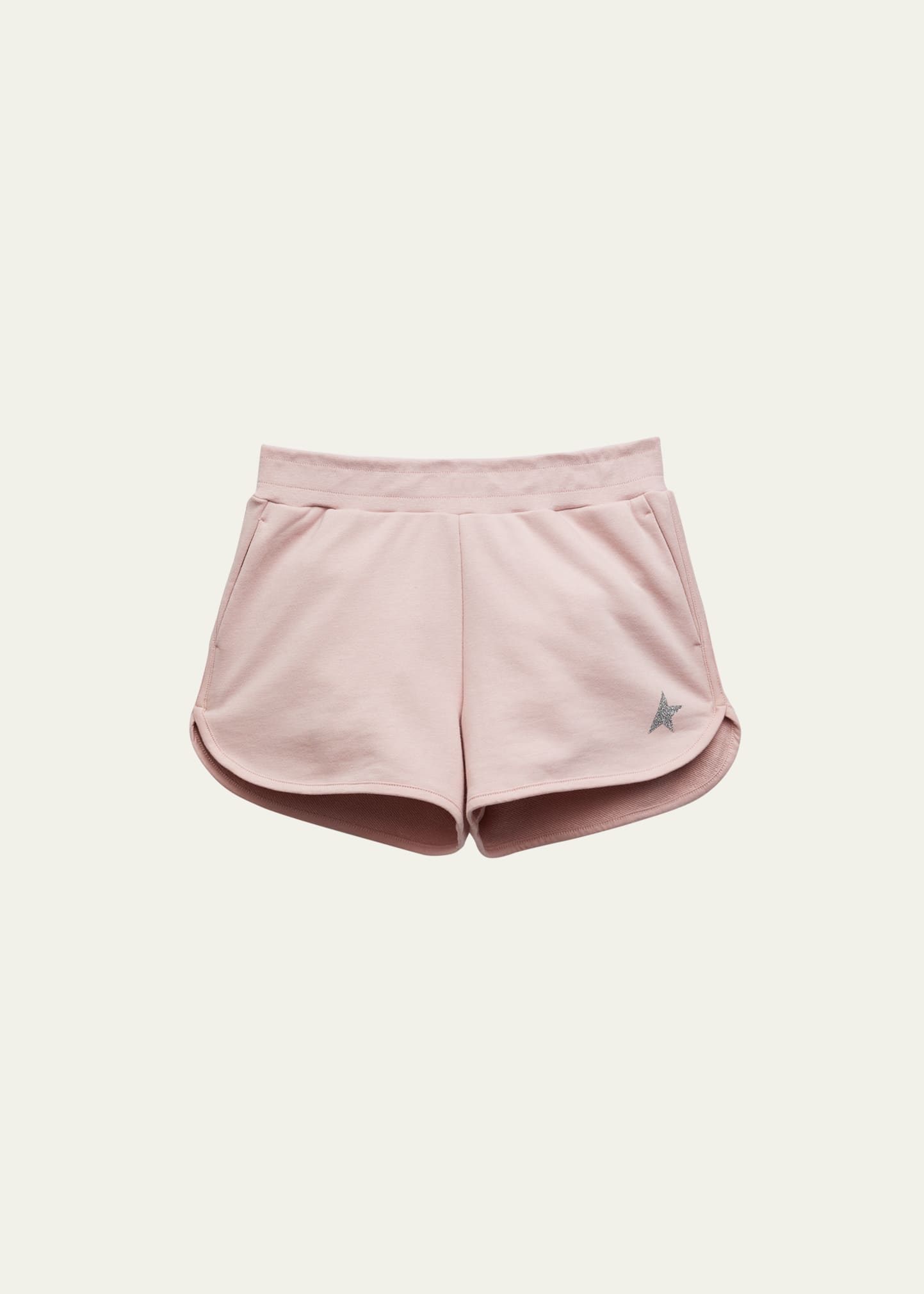 Shop Golden Goose Girl's Glitter Star Fleece Shorts In Bright Green Pink