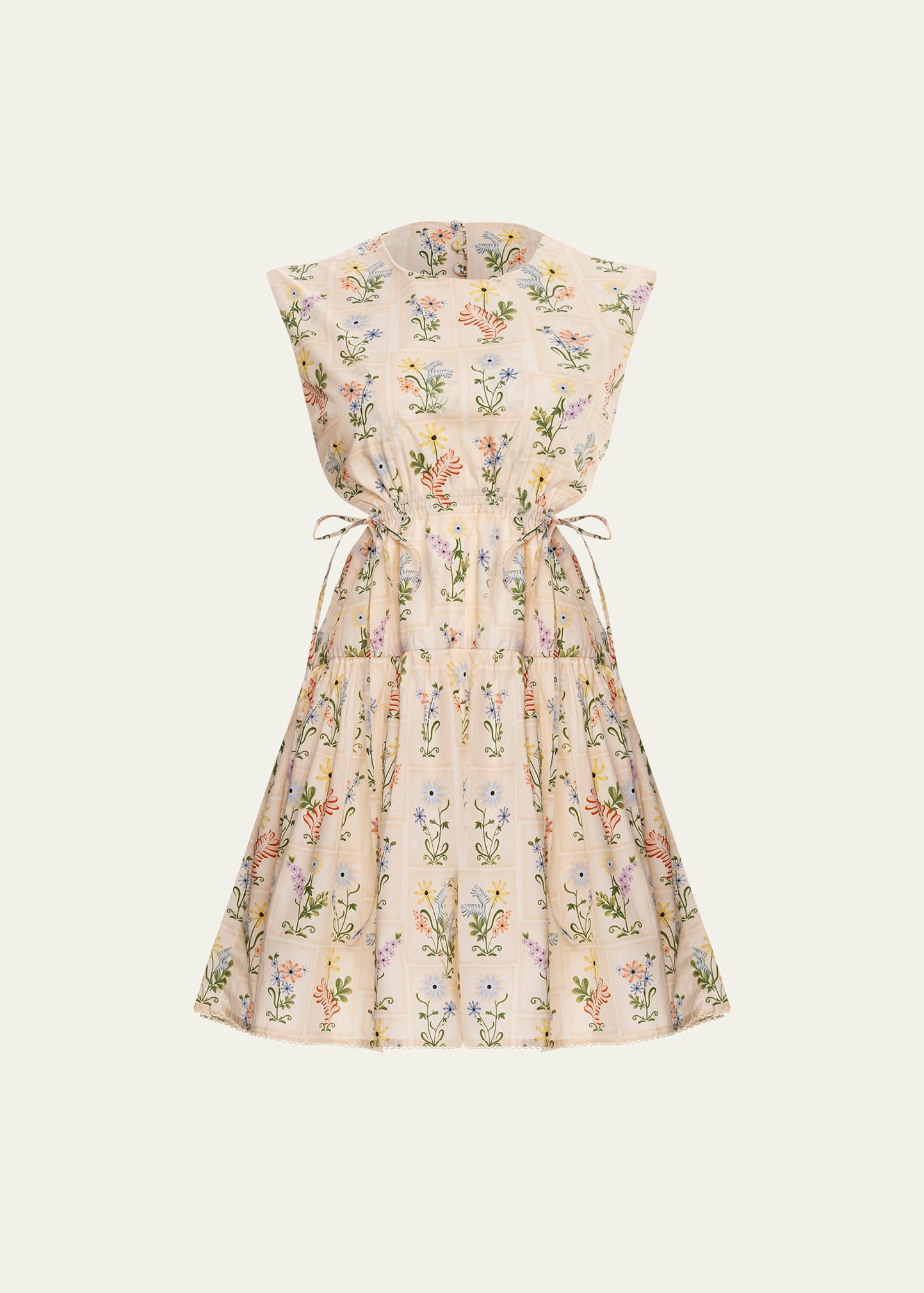 Agua By Agua Bendita Sucre Sleeveless Floral Poplin Mini Dress In Pradera Neutral