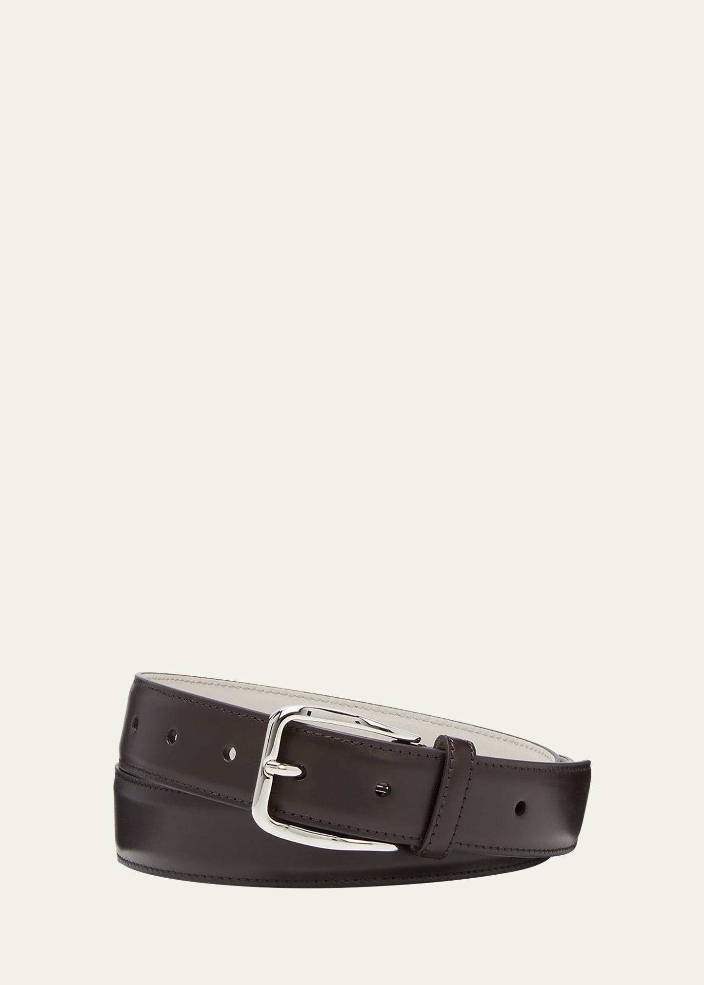 Brunello Cucinelli Men's Leather Belt In Dark Brown