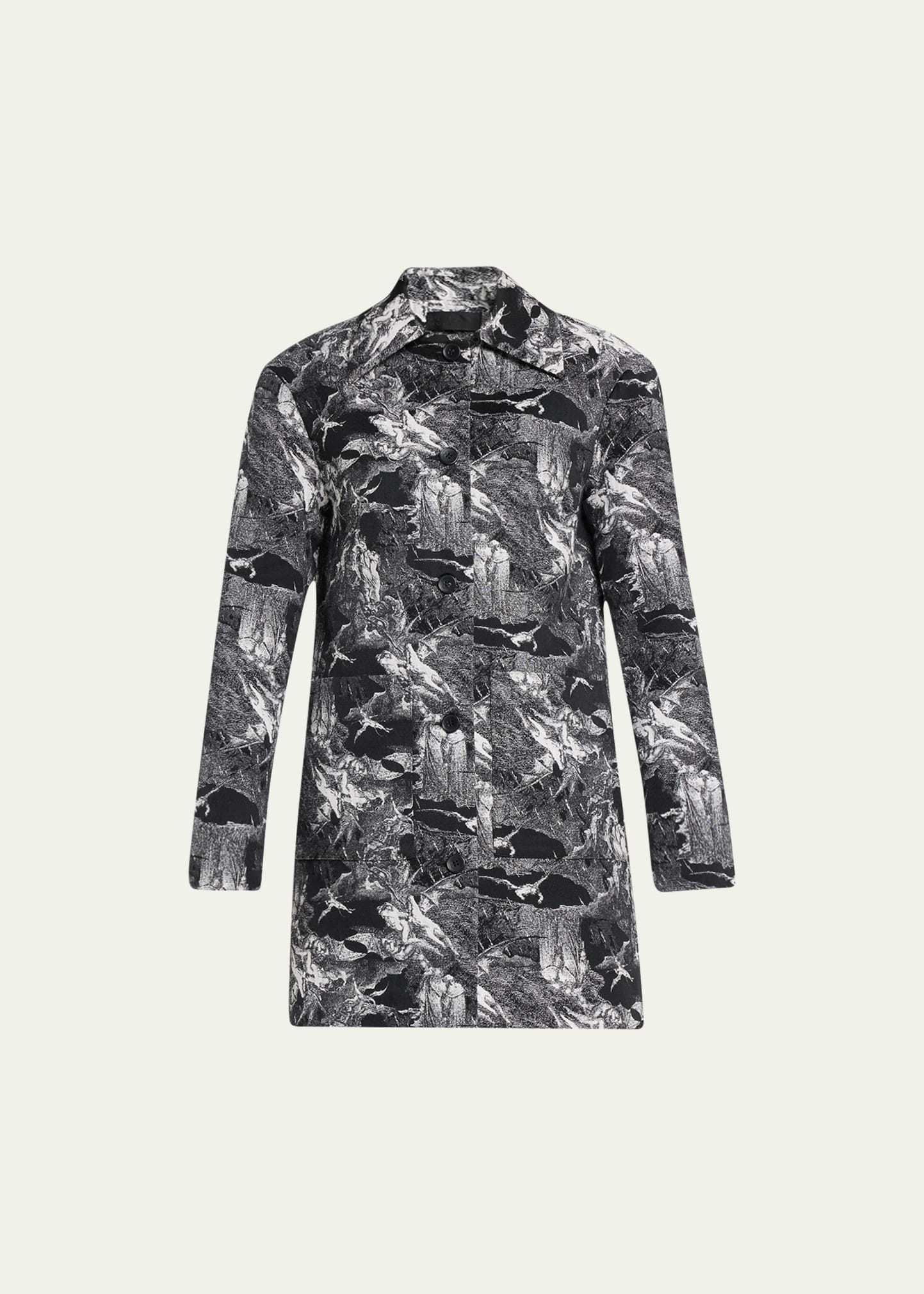 Puppets And Puppets Black & White Jacquard Coat In Blackwhite