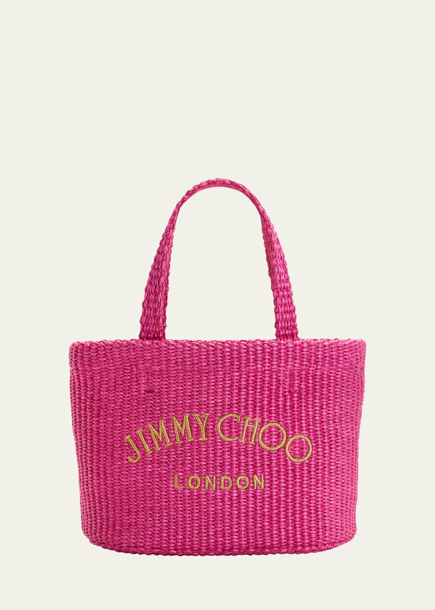 Jimmy Choo Mini Beach Logo East-west Tote Bag In Pink