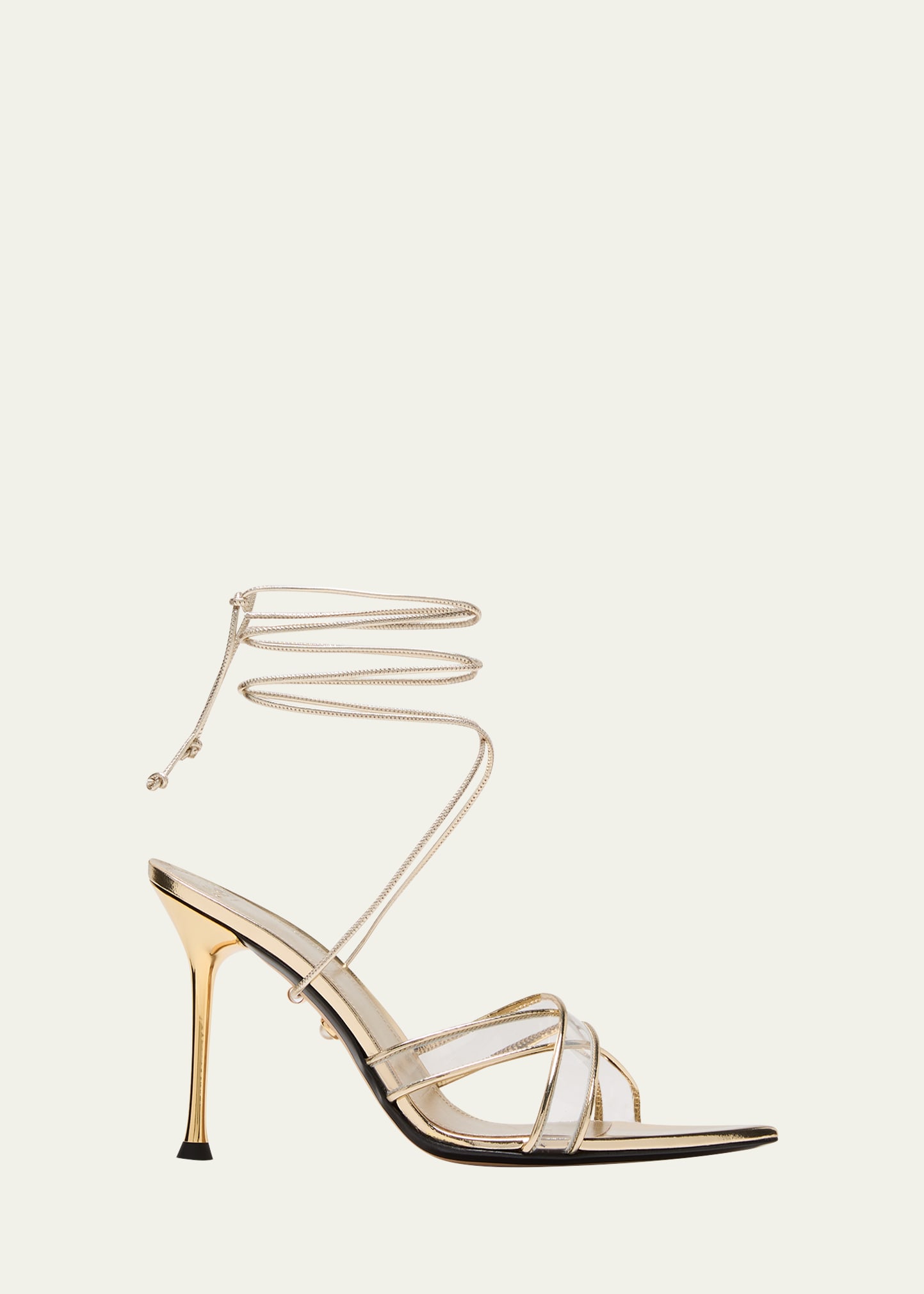 Alevì Shadi Metallic Ankle-wrap Sandals In Vegas Desert