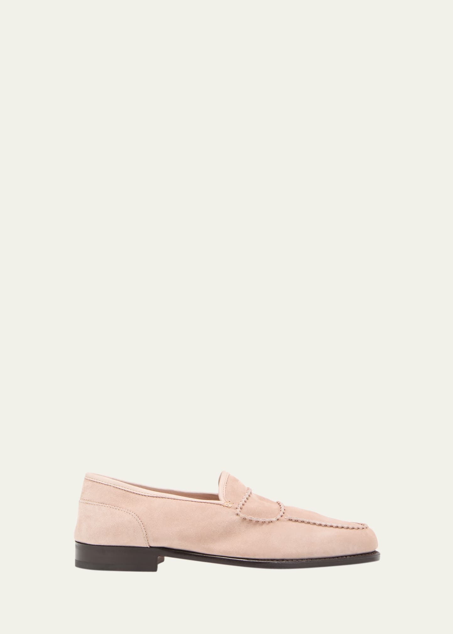 John Lobb Men's Bath Suede Penny Loafers In Blush