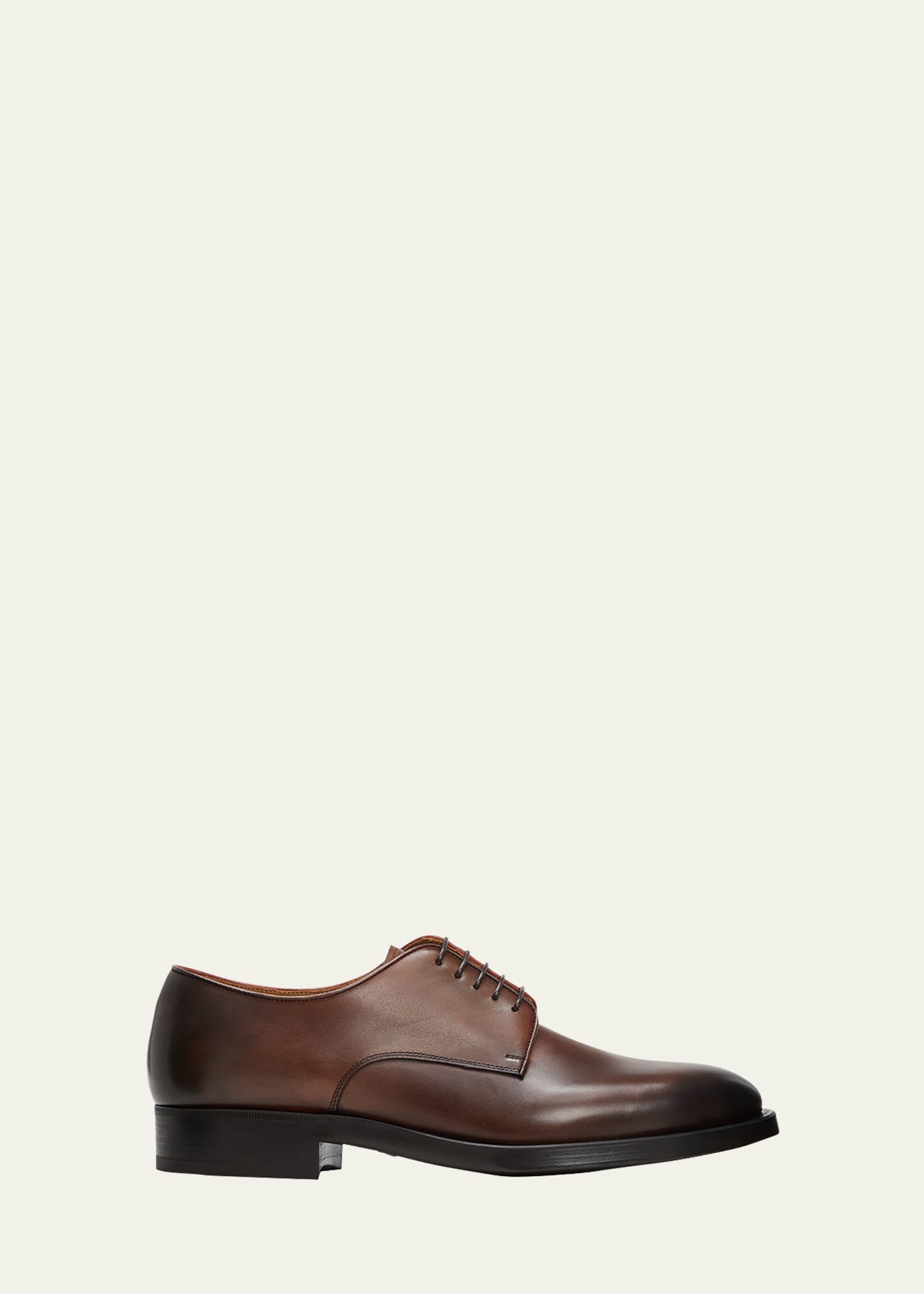 Giorgio Armani Men's Leather Derby Shoes In Brown