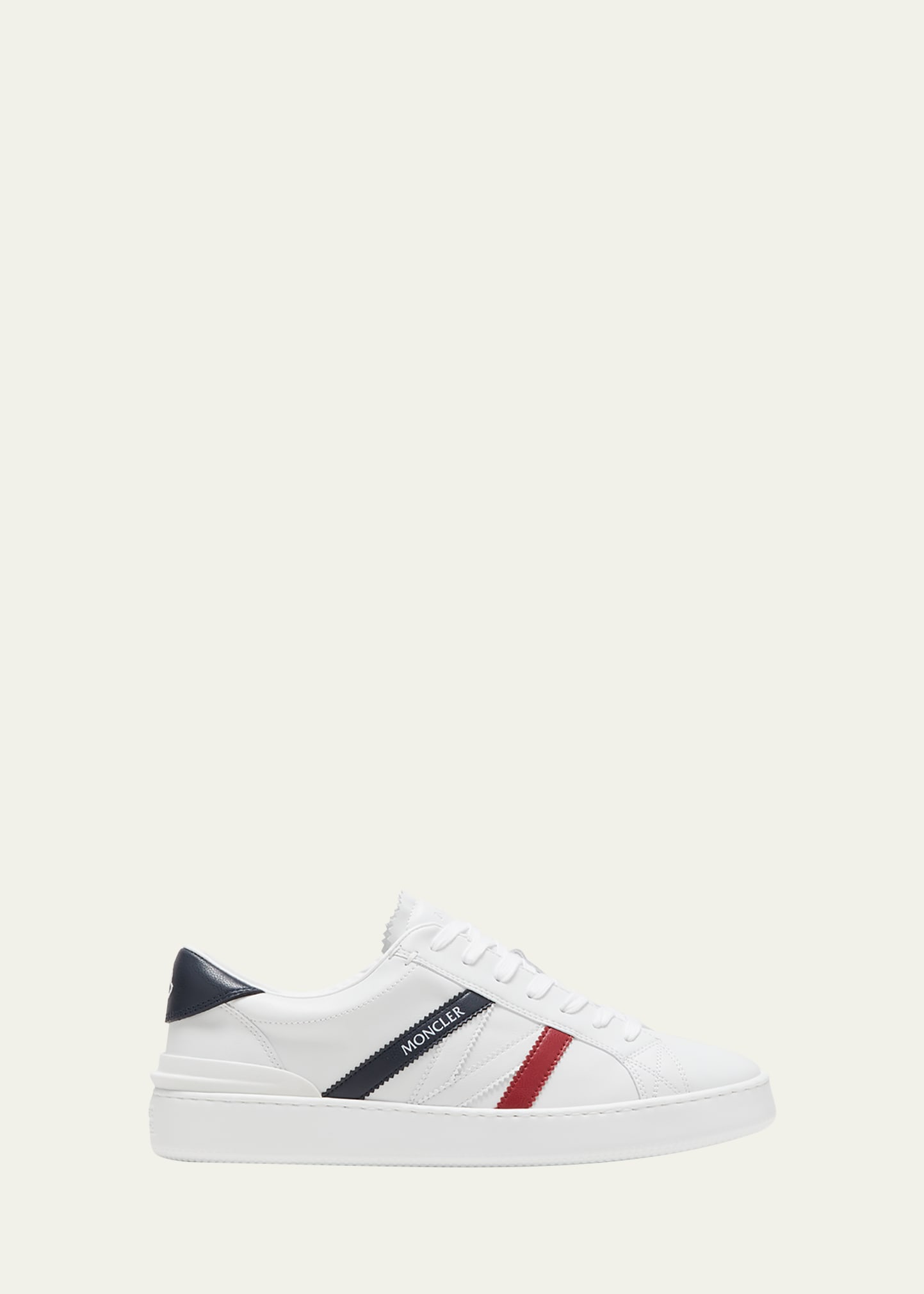 Shop Moncler Men's Monaco Low-top Leather Sneakers In White