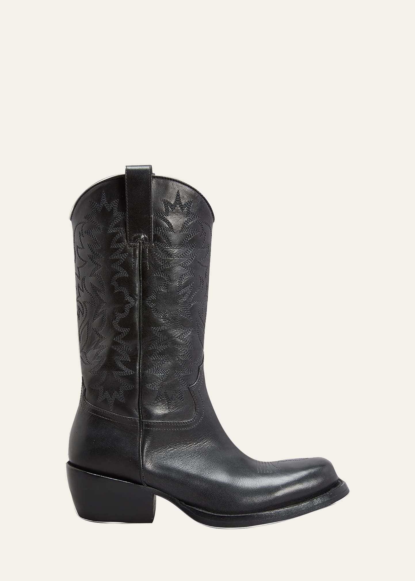 Dries Van Noten Men's Leather Western Boots In Black | ModeSens