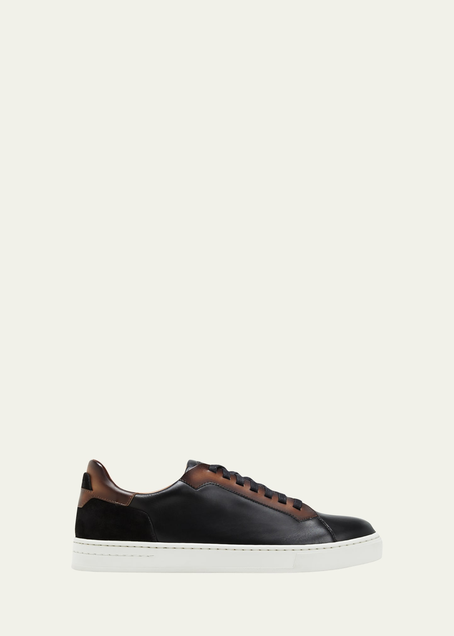 Shop Magnanni Men's Amadeo Bicolor Leather Low-top Sneakers In Black