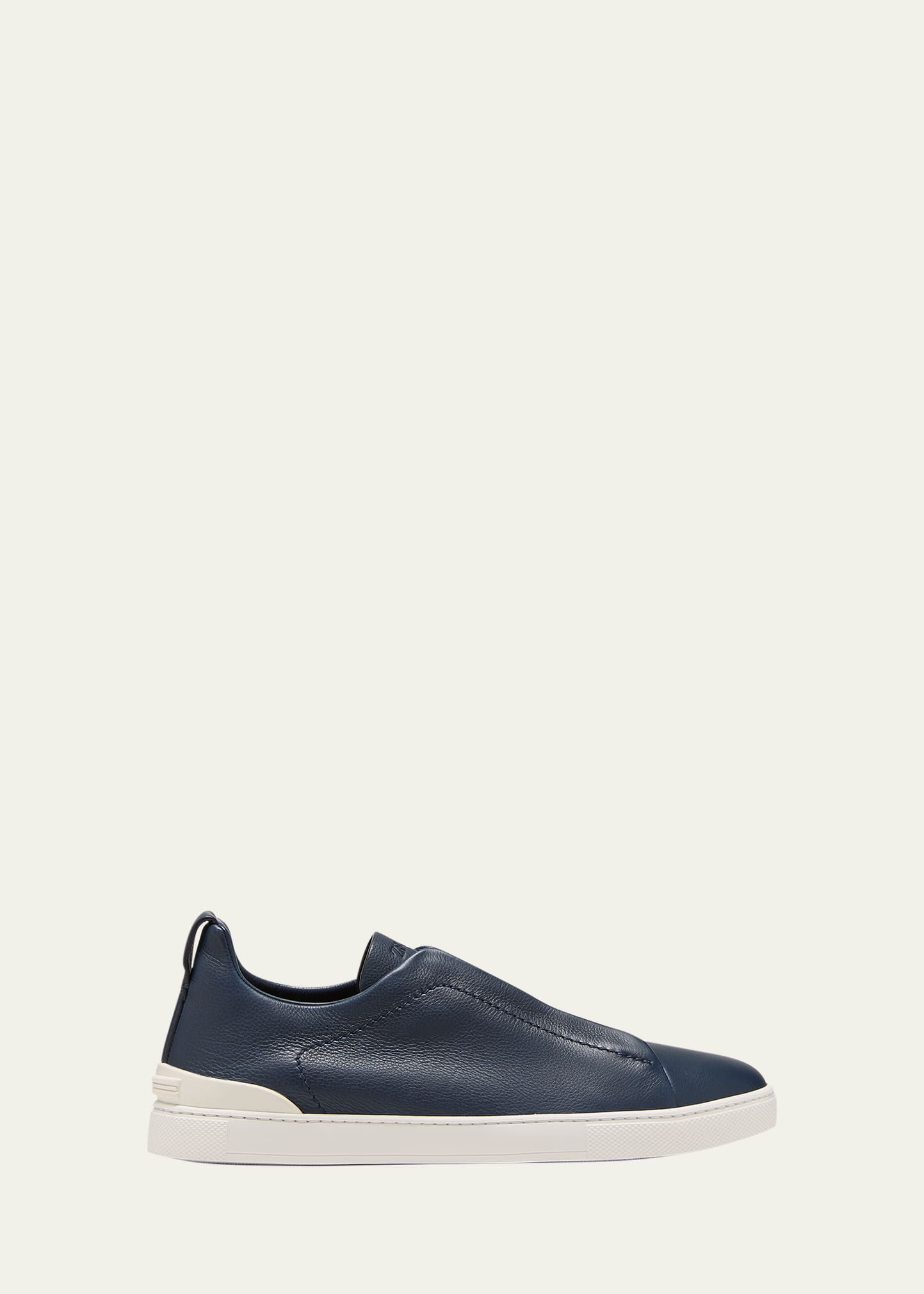 Zegna Men's Triple Stitch&trade; Slip-on Leather Low-top Sneakers In Dk Blu Sld