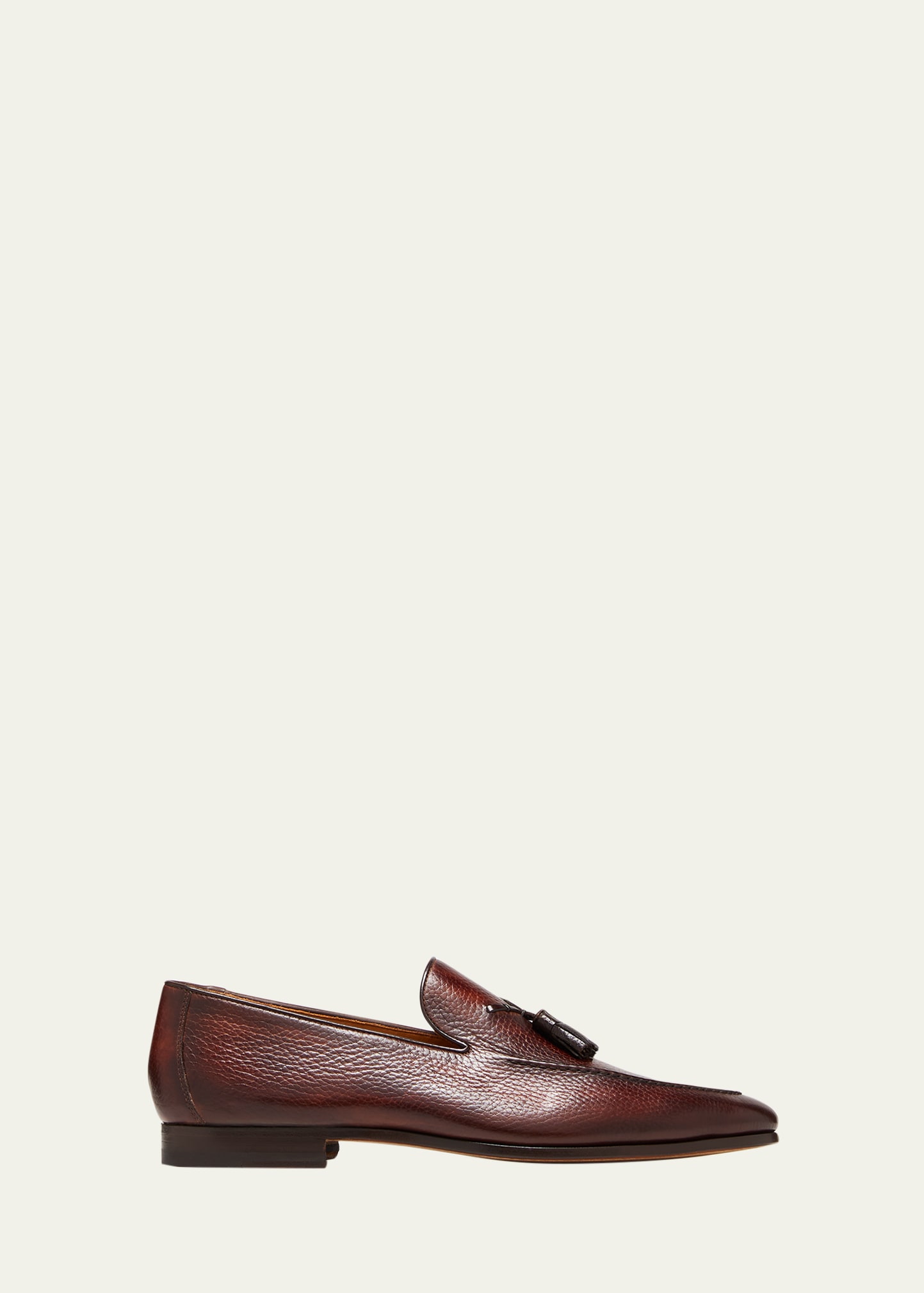 Magnanni Men's Seneca Grained Leather Tassel Loafers In Midbrown