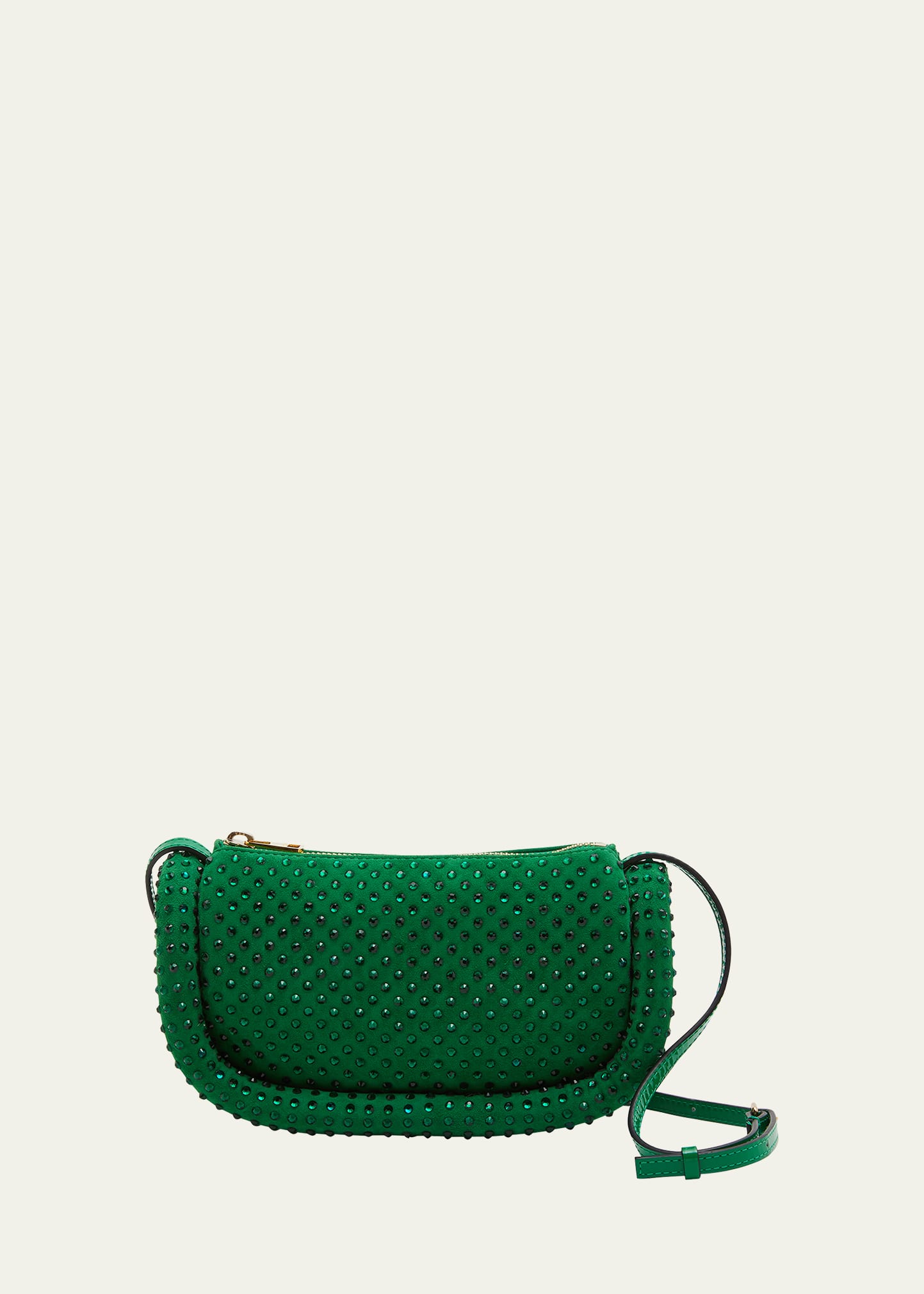 Jw Anderson The Bumper Crystals Suede Shoulder Bag In 497 Bright Green