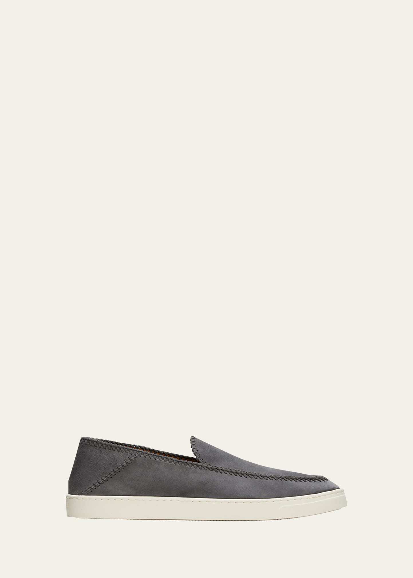 Shop Giorgio Armani Men's Suede Slip-on Sneakers In Anthracite