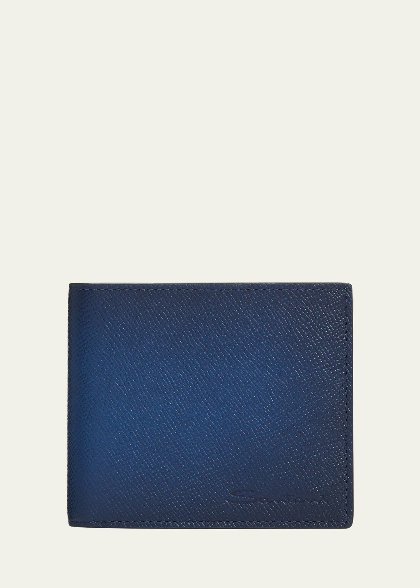 Santoni Men's Saffiano Leather Bifold Wallet In Blue-u74