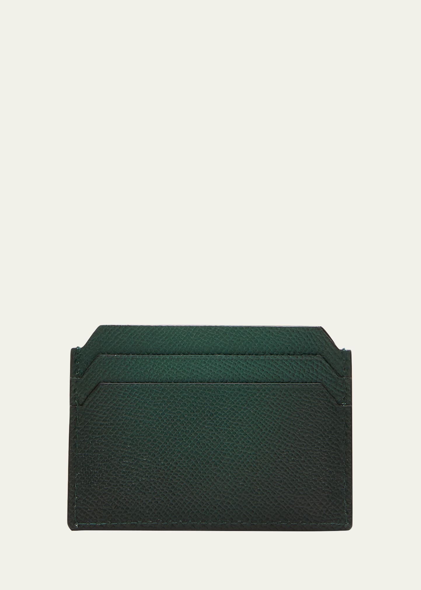 Santoni Men's Leather Card Case In Green-v10