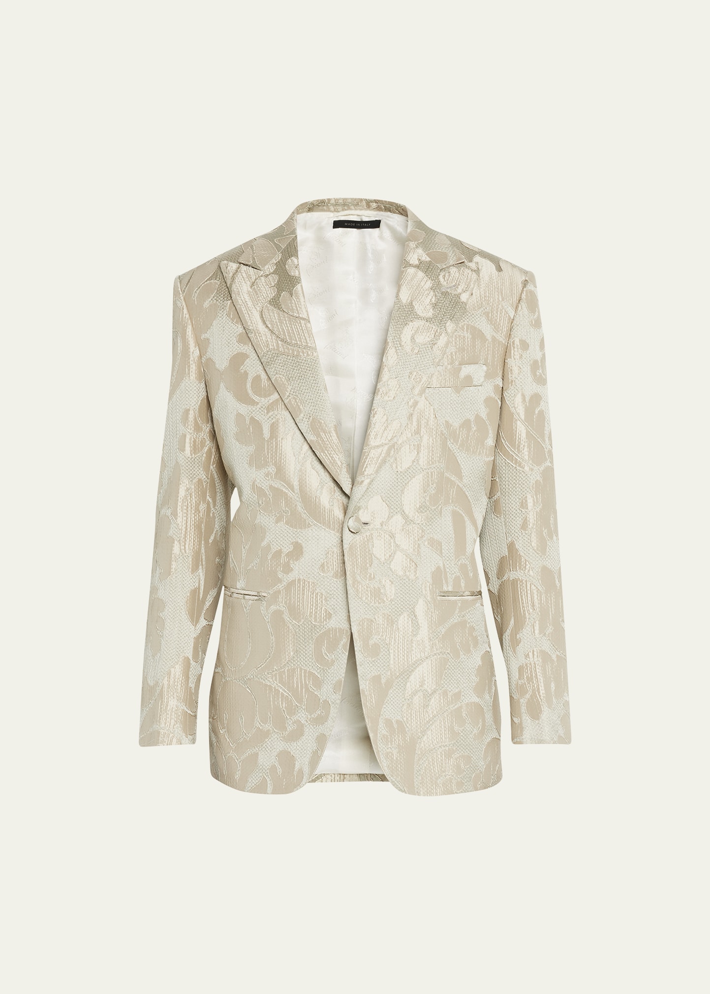 Brioni Men's Floral Jacquard Dinner Jacket In Aqua