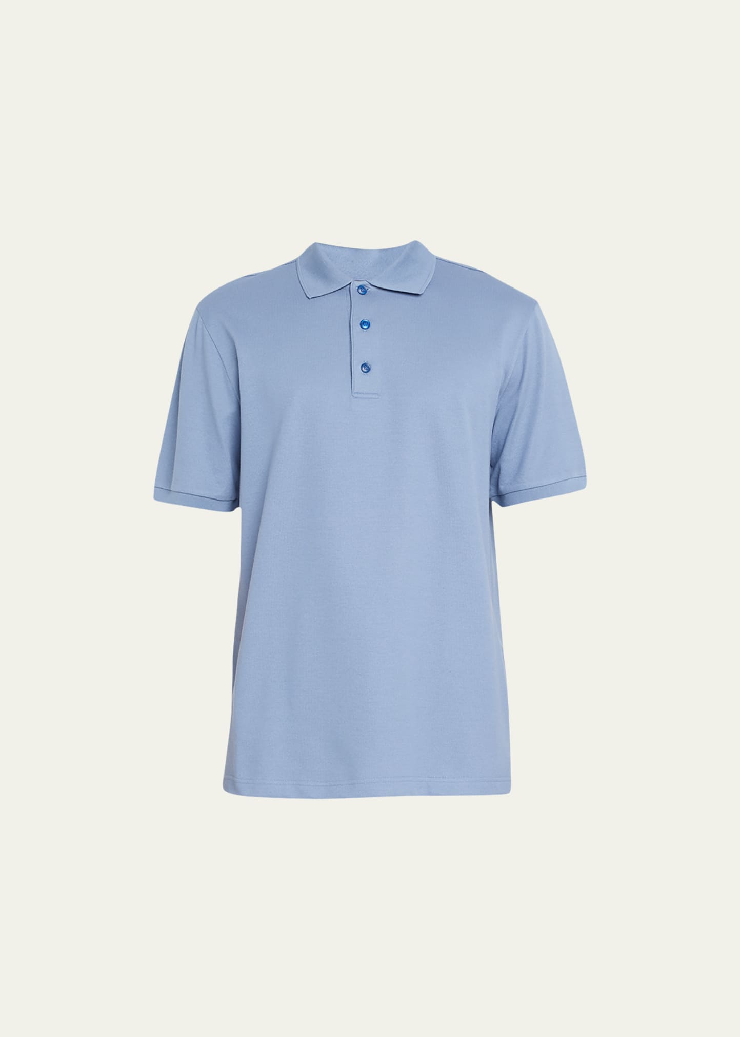 Brioni Men's Pique Polo Shirt In Bluette