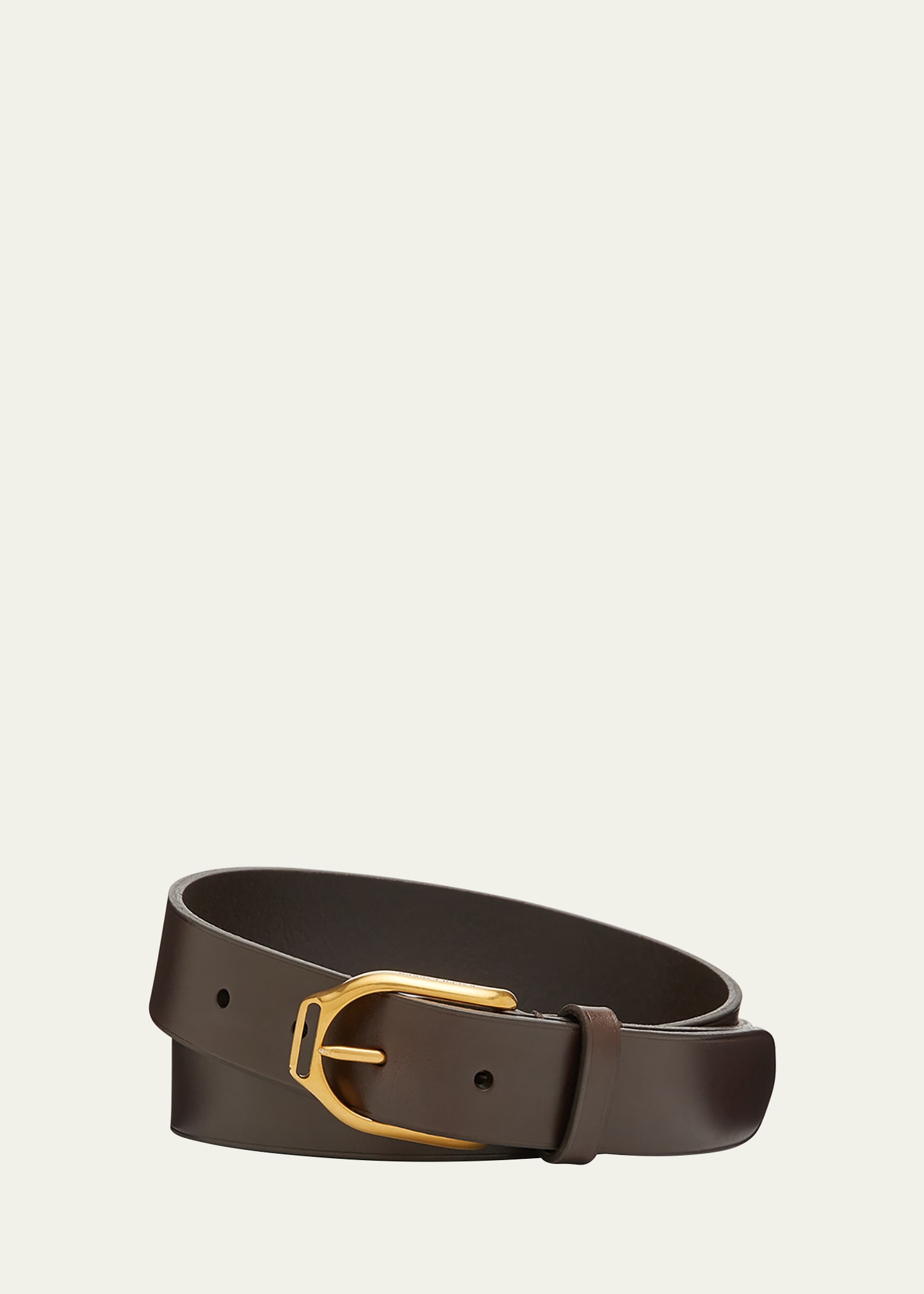 Stirrup Buckle Leather Belt In English Brown