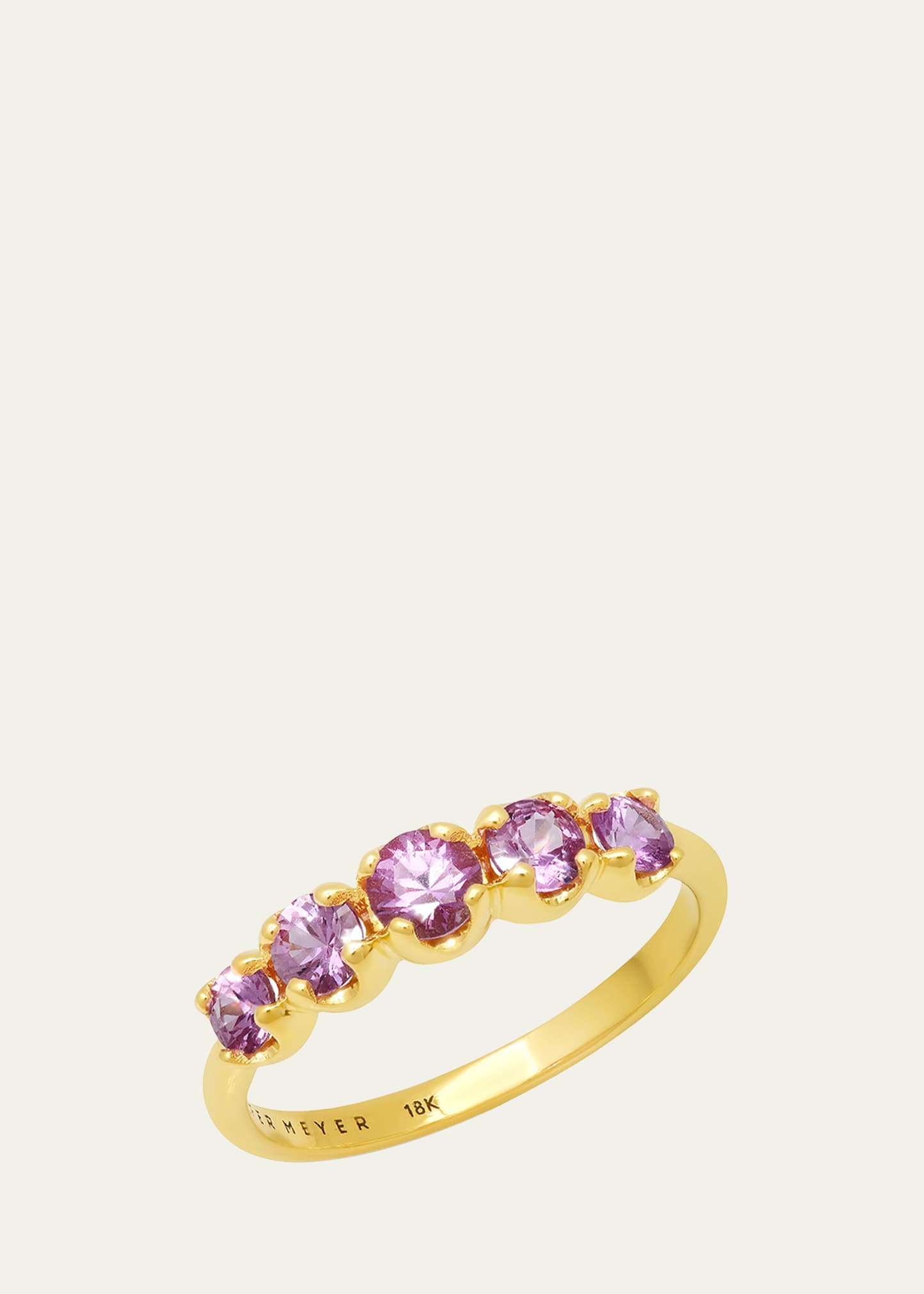 18K Gold Pink Sapphire Graduated Ring