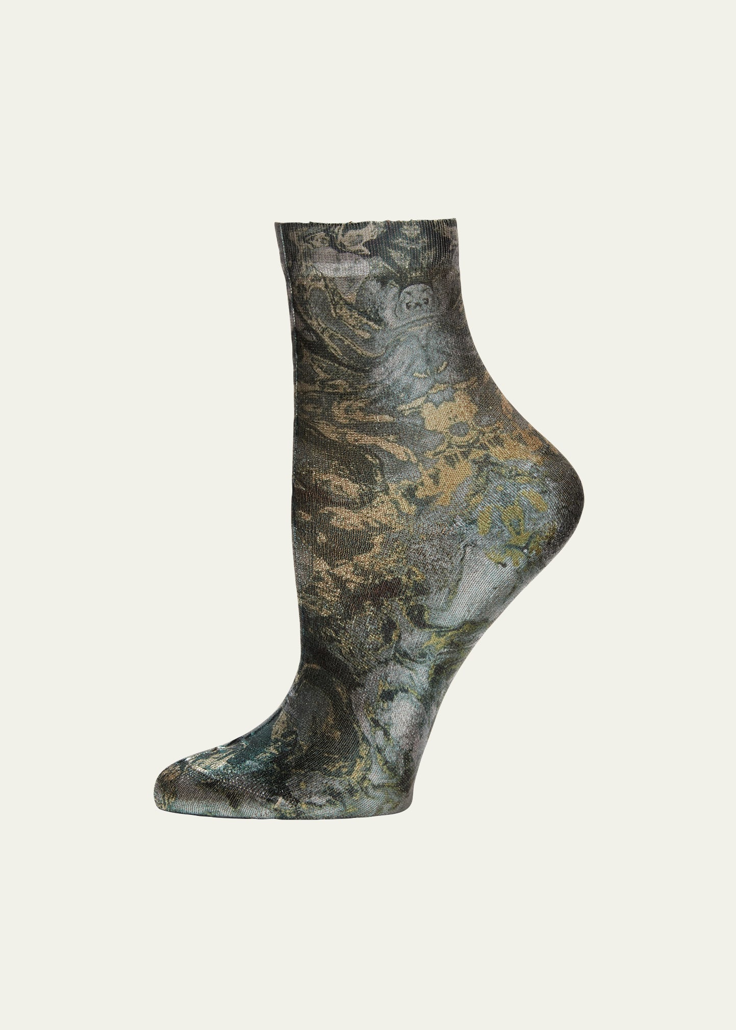 Maria La Rosa Laminated One Marble-Print Silk-Blend Socks