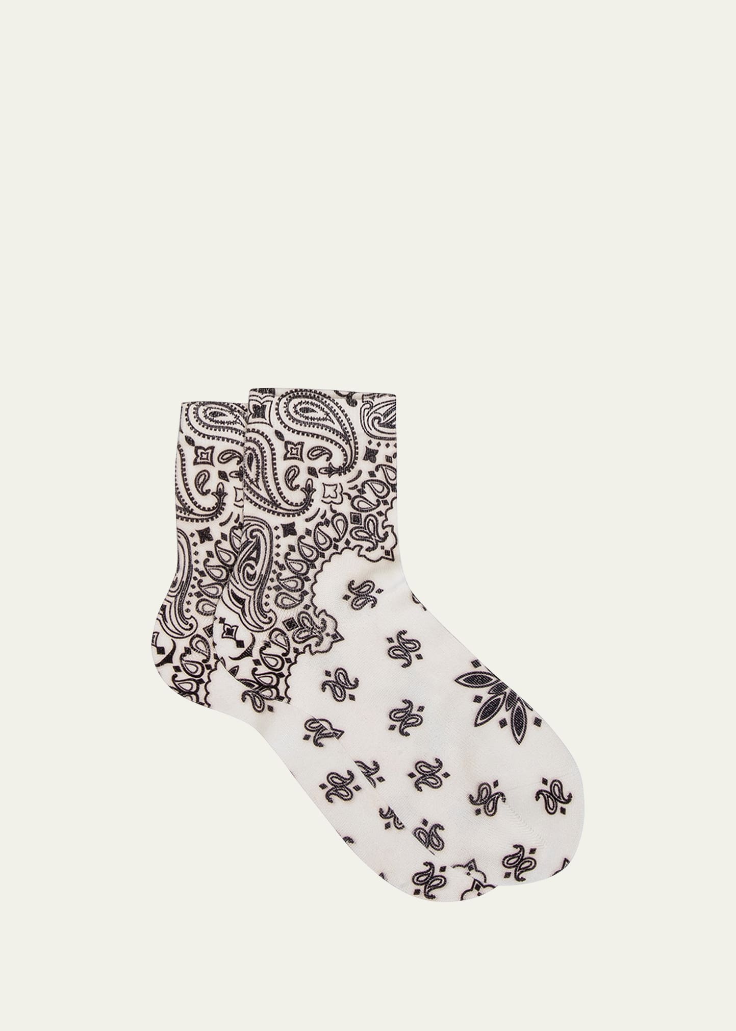 Maria La Rosa Bandana Paisley-Print Short Crew Socks