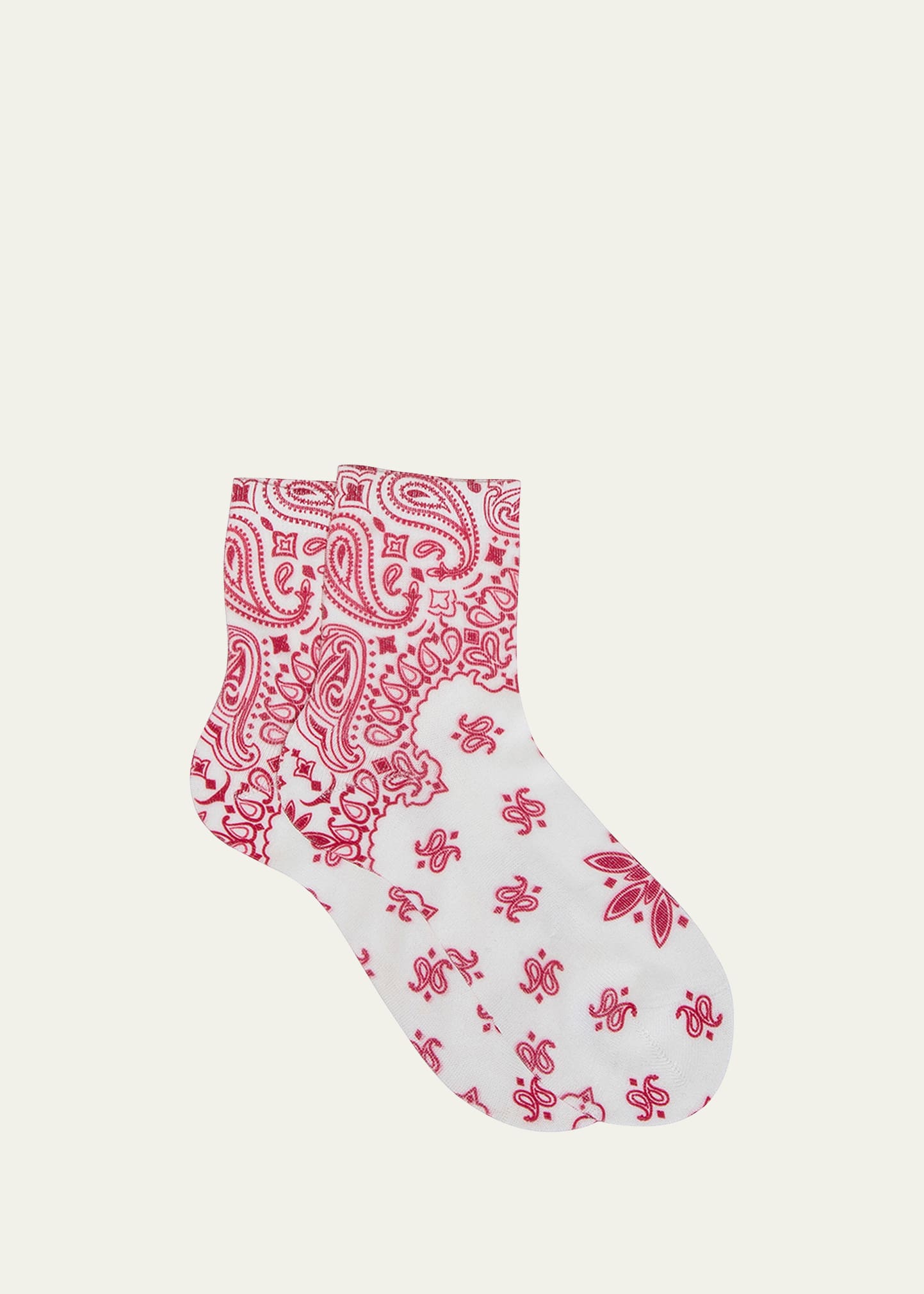 Maria La Rosa Bandana Paisley-Print Short Crew Socks