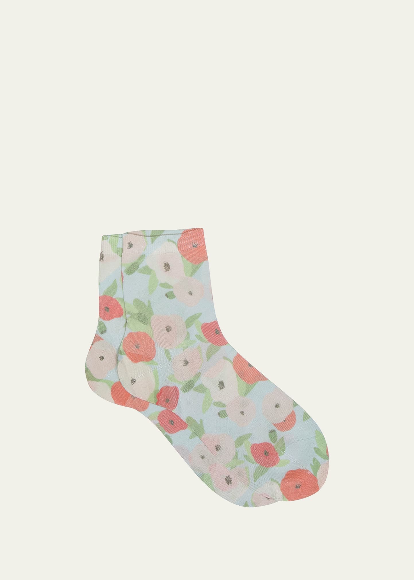 Maria La Rosa Spring Floral-Print Short Crew Socks