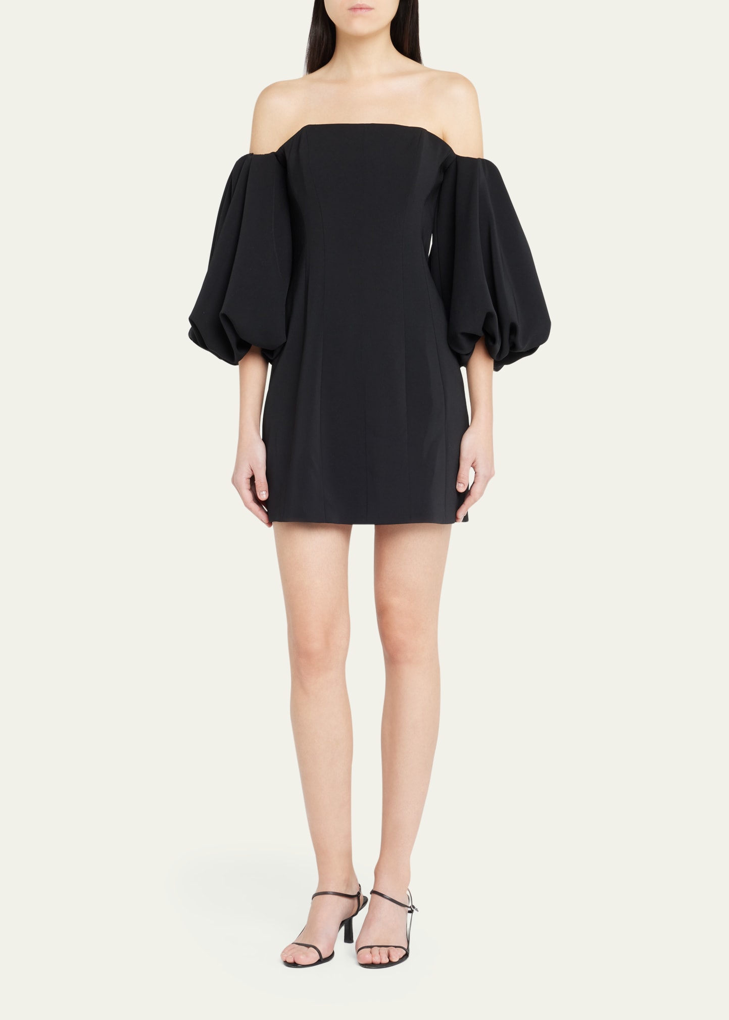 Toccin Women's Off-the-shoulder Puff-sleeve Minidress In Jet